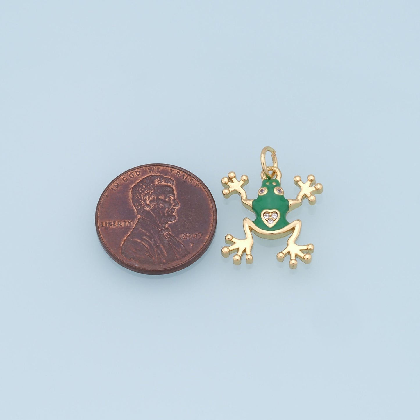 Gold Frog Charms,18K Gold Filled Frog Pendant,Green Frog Charm Bracelet Necklace for DIY Jewelry Making Supply