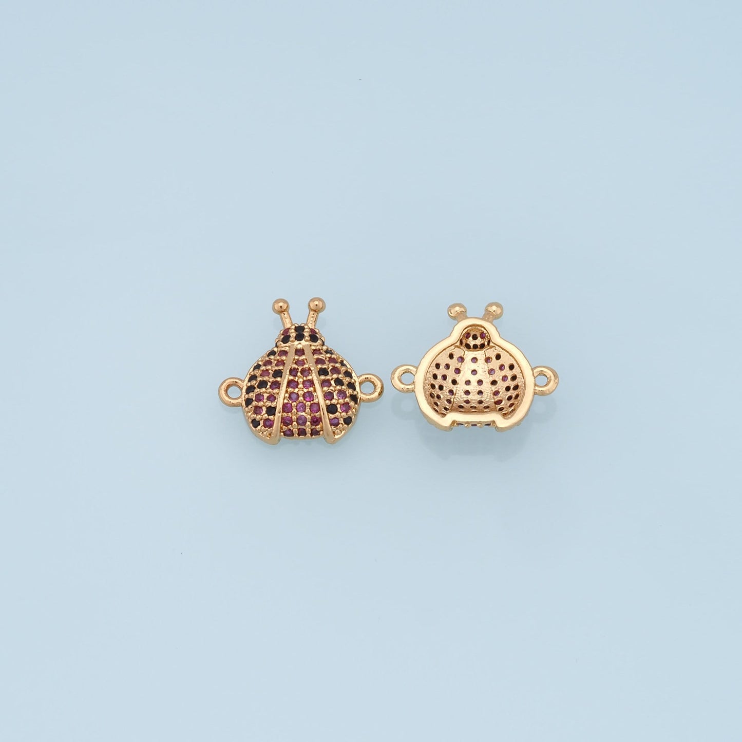 Gold beetle Connector Charms,18K Gold Filled CZ Micro Pave beetle Pendant,beetle Charm Bracelet Necklace for DIY Jewelry Making Supply
