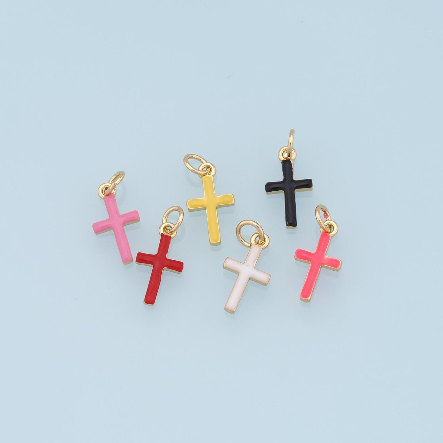 Gold Cross Charms,18K Gold Filled Enamel Cross Pendant,Protect Religious Charm Bracelet Necklace for DIY Jewelry Making Supply