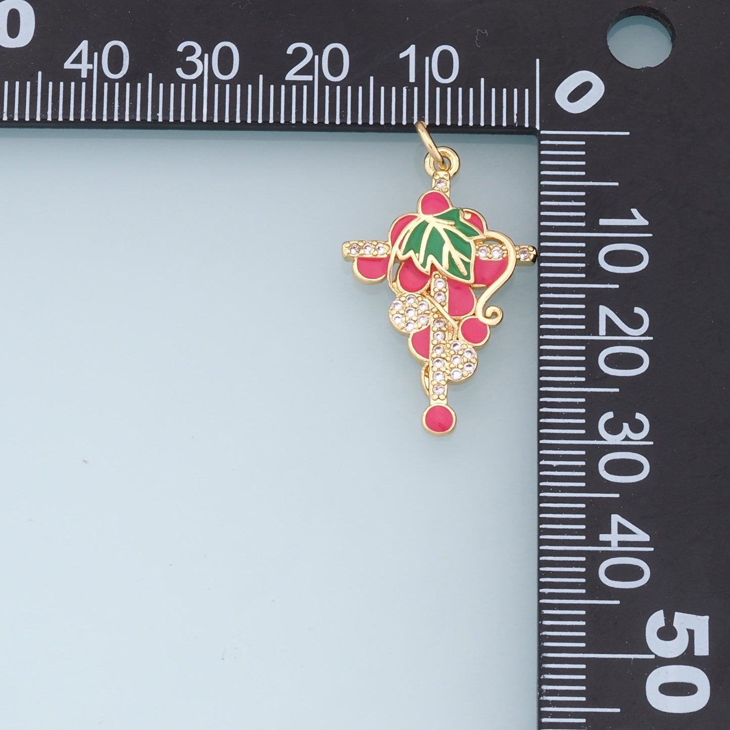 Gold Grape Cross Charms,18K Gold Filled Grape Cross Pendant,Fruit Charm Bracelet Necklace for DIY Jewelry Making Supply