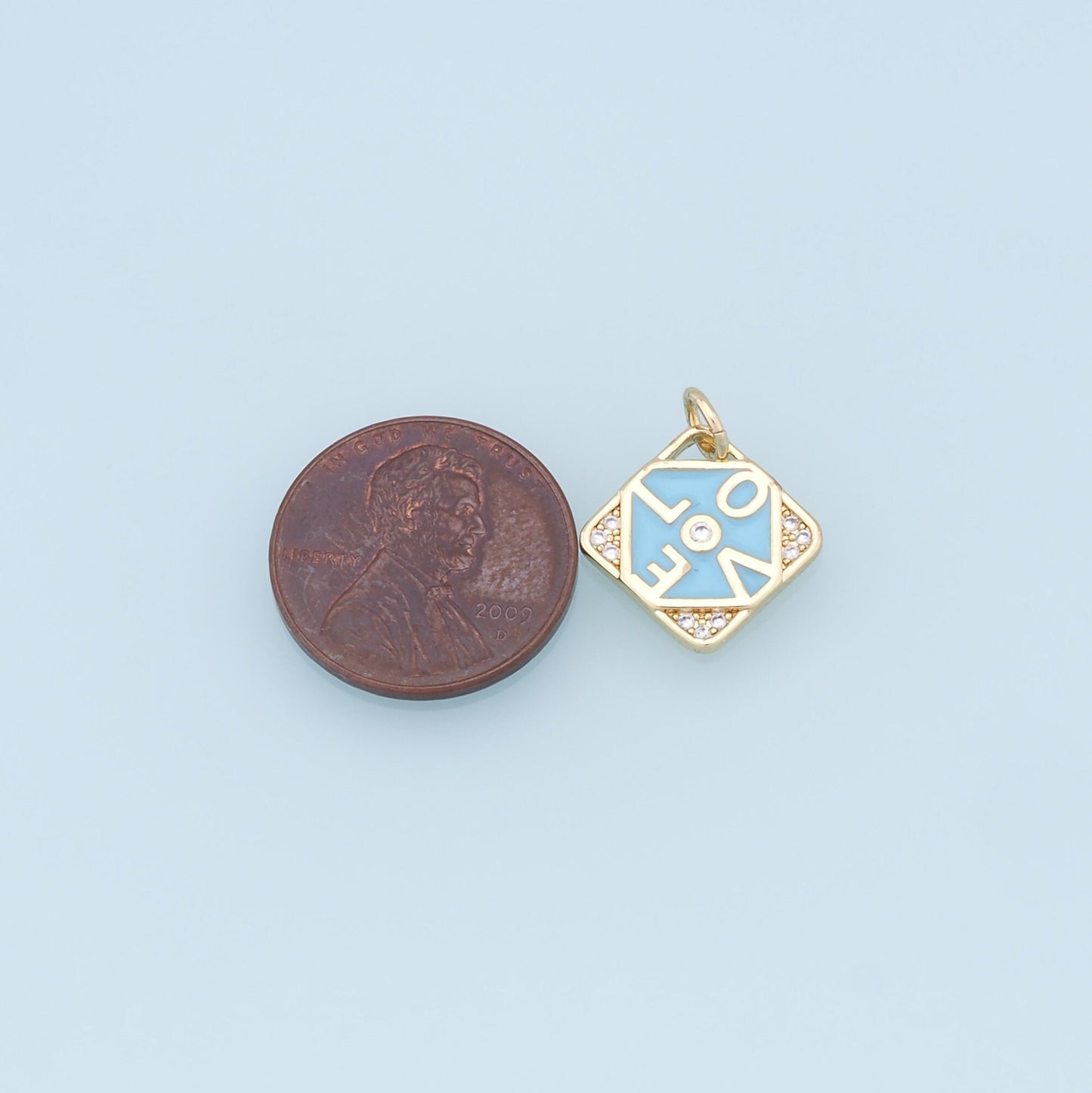 Gold LOVE Charms,18K Gold Filled Enamel LOVE Pendant,Diamond Charms Bracelet Necklace for DIY Jewelry Making Supply