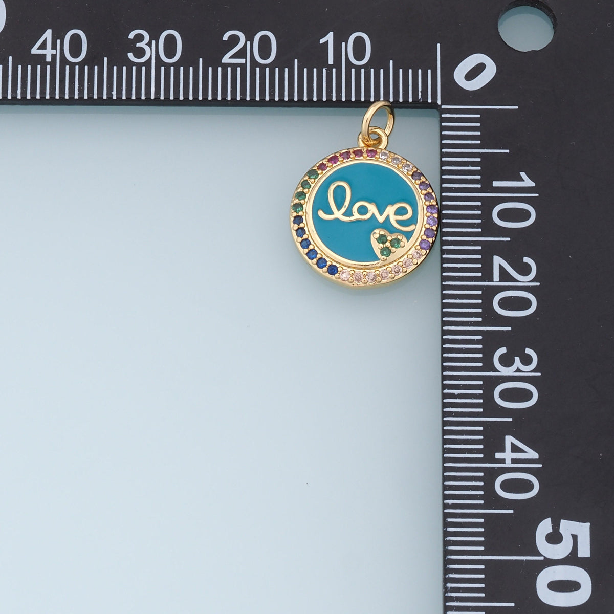 18K Gold Filled Cubic Zirconia Round Charm Pendant for Jewelry Making