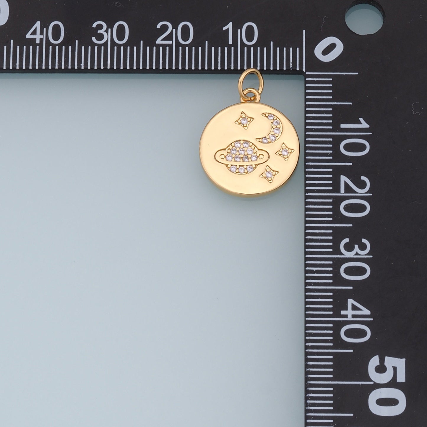 Gold Saturn Charms,18K Gold Filled Saturn Pendant,Stars Moon Charm Bracelet Necklace for DIY Jewelry Making Supply