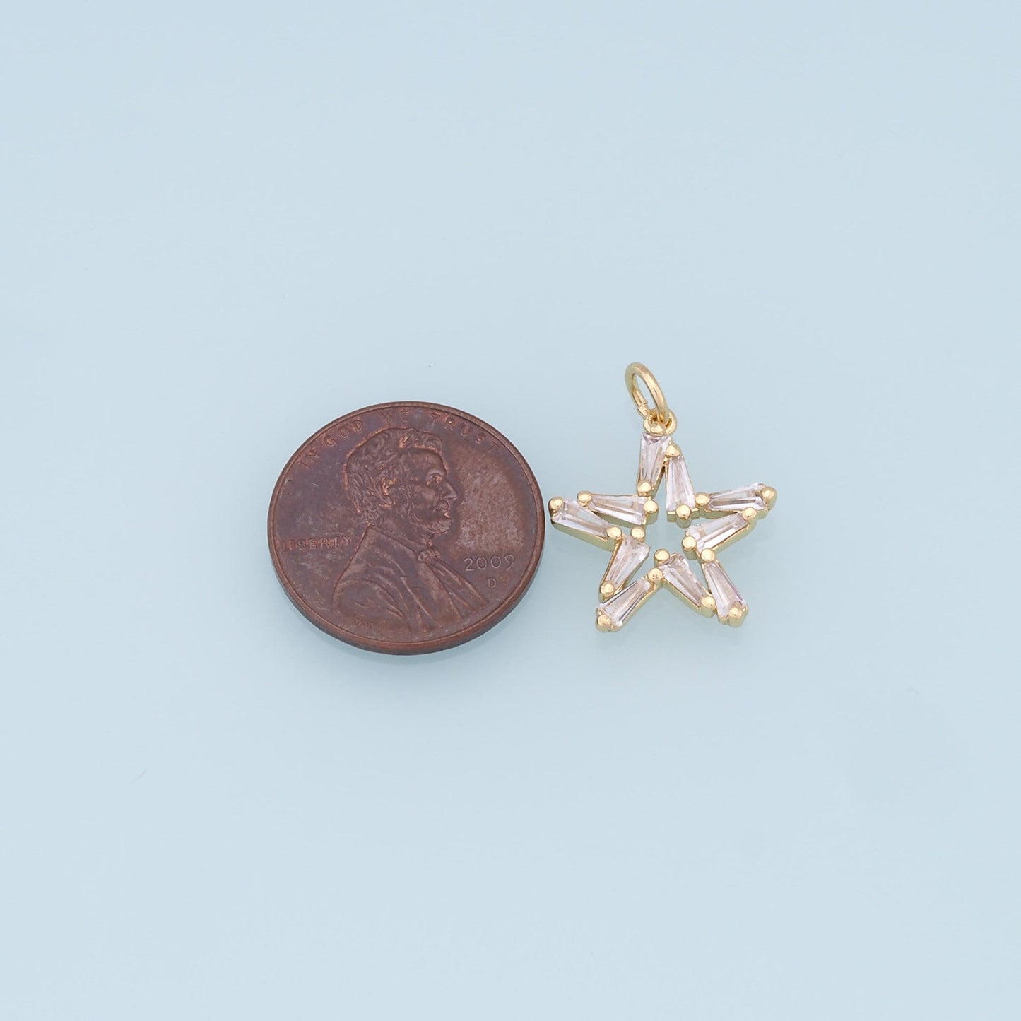 18K Gold Filled Star Pendant,Micro Pave Star Charm Bracelet Necklace for DIY Jewelry Making Supply