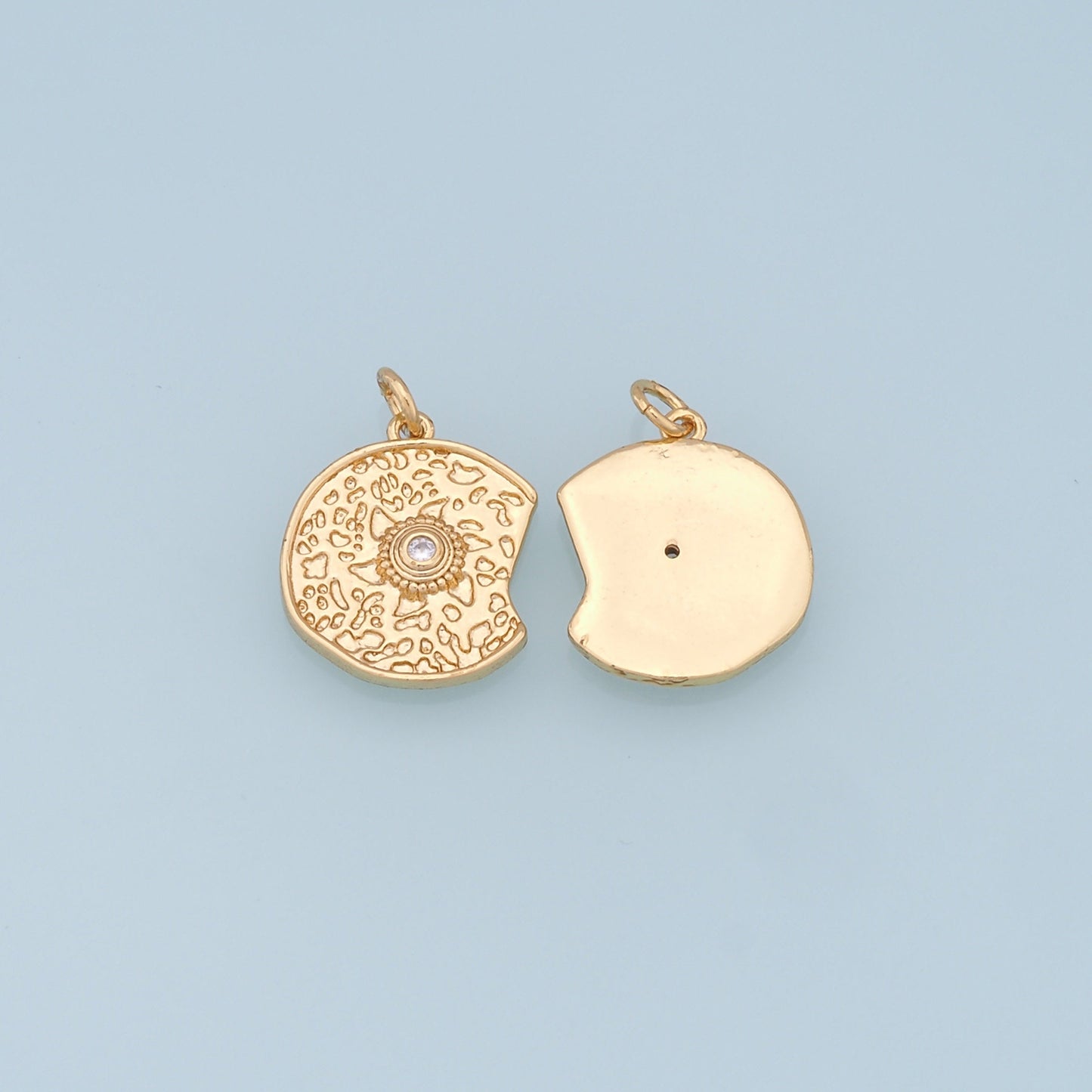 Gold Sun Charms,18K Gold Filled Sun Pendant,celestial Charm Bracelet Necklace for DIY Jewelry Making Supply