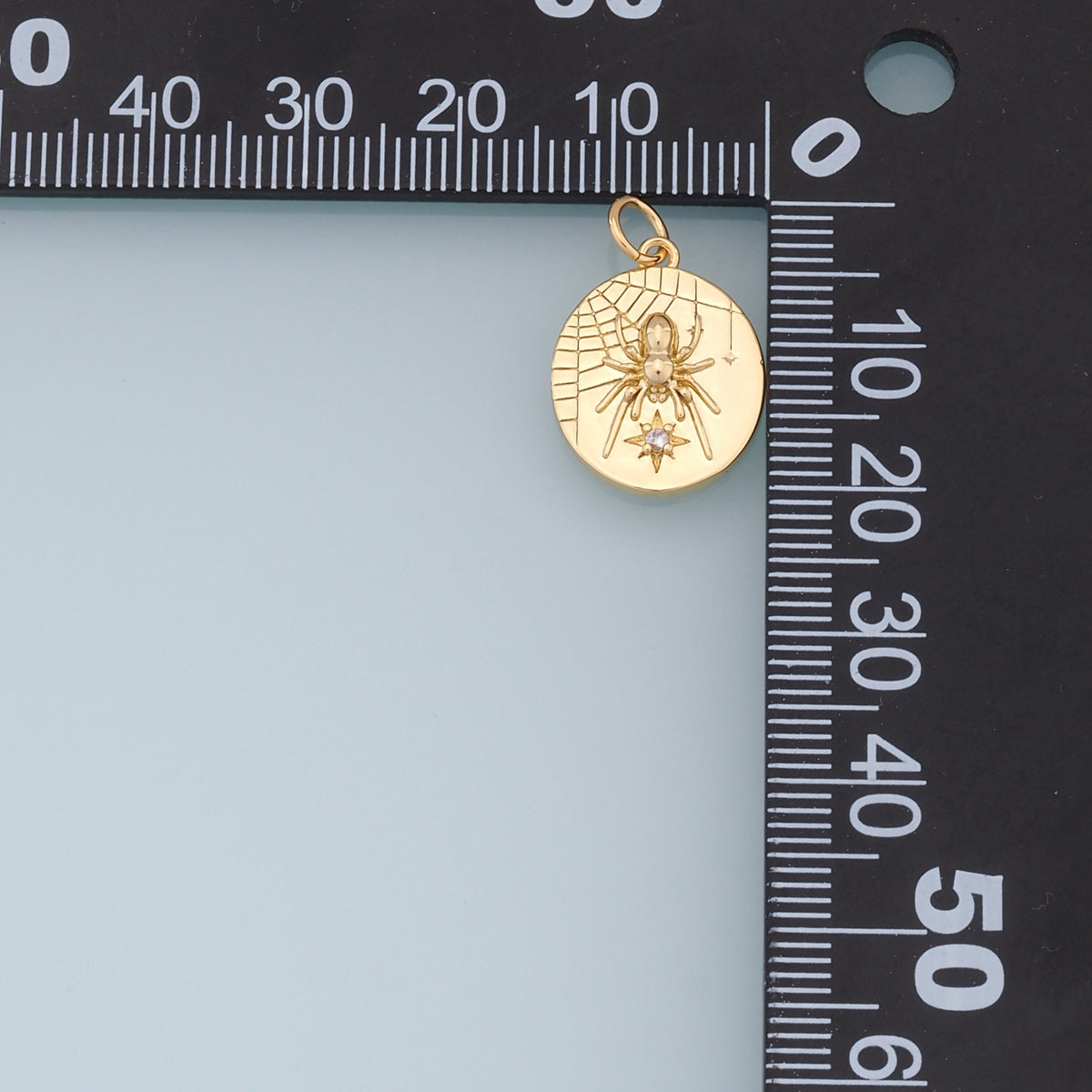 Gold Spider Star Charms,18K Gold Filled Spider halloween Pendant,Round Spider Charm Bracelet Necklace for DIY Jewelry Making