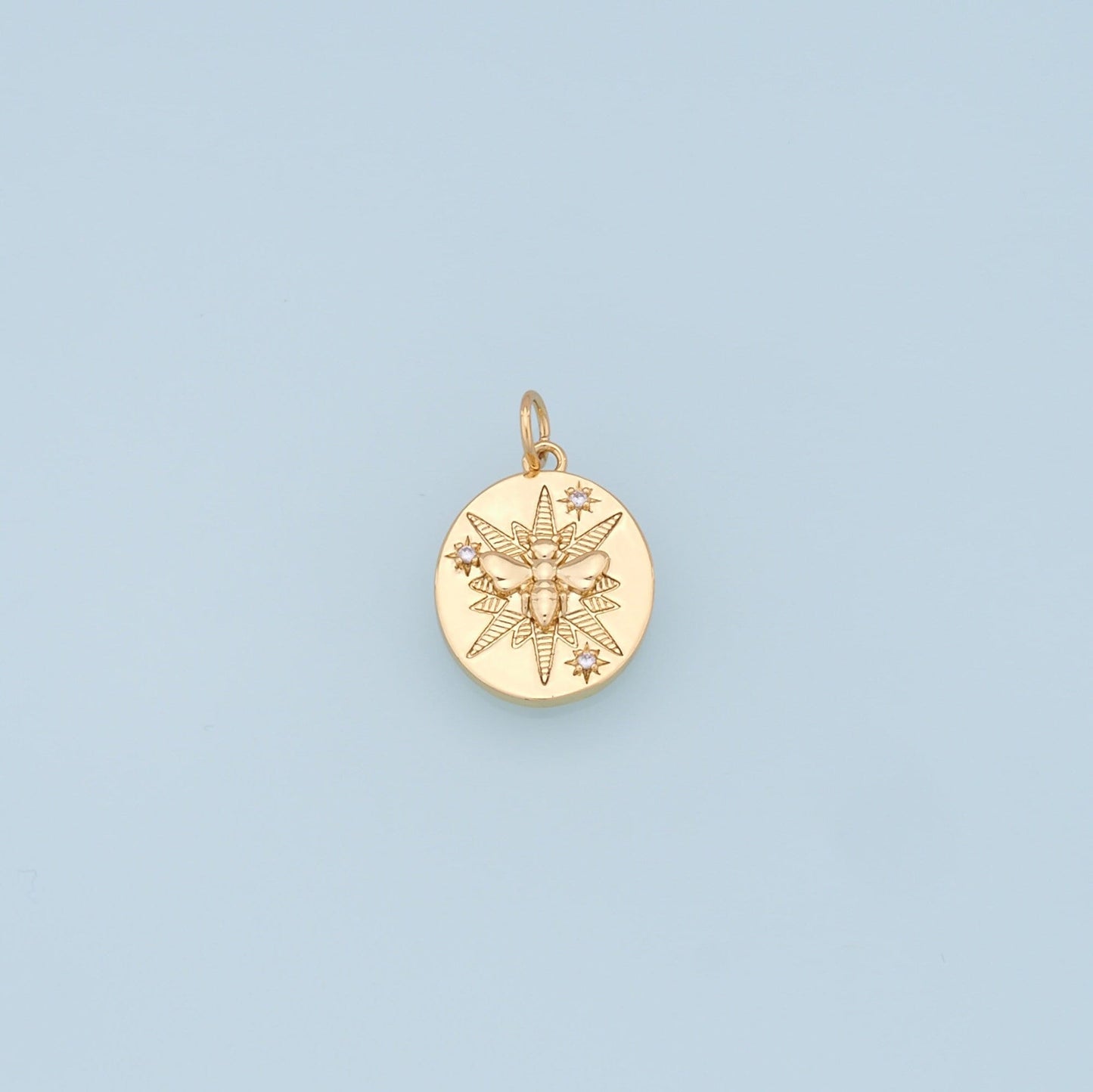 Gold Bee Star Charms,18K Gold Filled Starburst Pendant,North Star Charm Bracelet Necklace for DIY Jewelry Making Supply