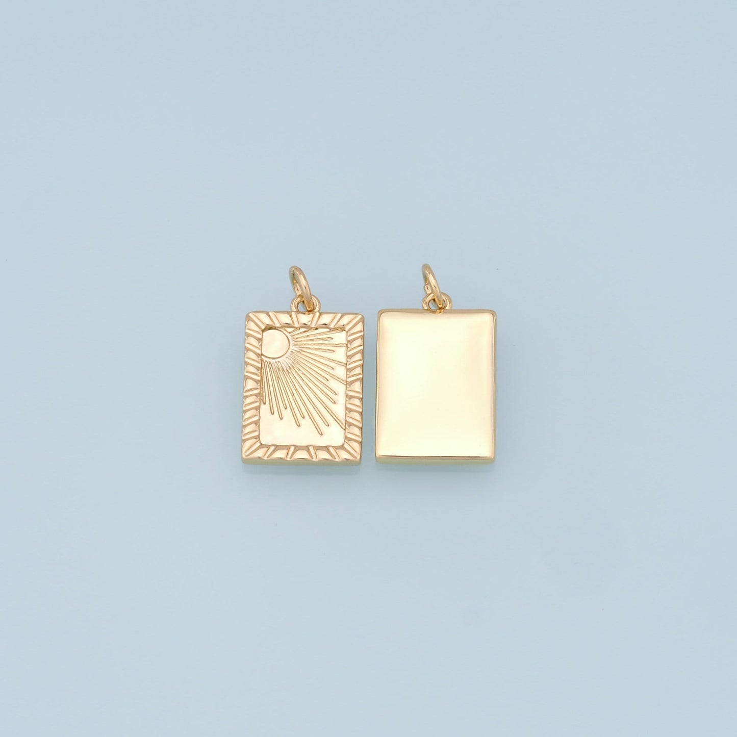 Gold Square Sun Charms,18K Gold Filled Sun Pendant,celestial Charm Bracelet Necklace for DIY Jewelry Making Supply