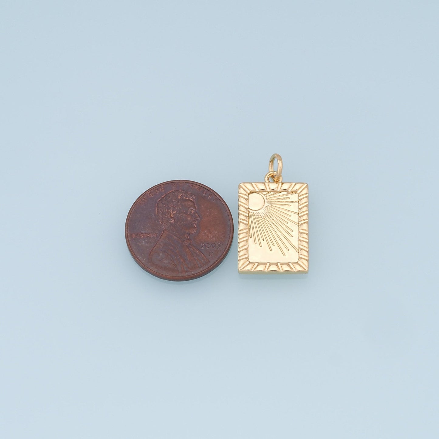 Gold Square Sun Charms,18K Gold Filled Sun Pendant,celestial Charm Bracelet Necklace for DIY Jewelry Making Supply