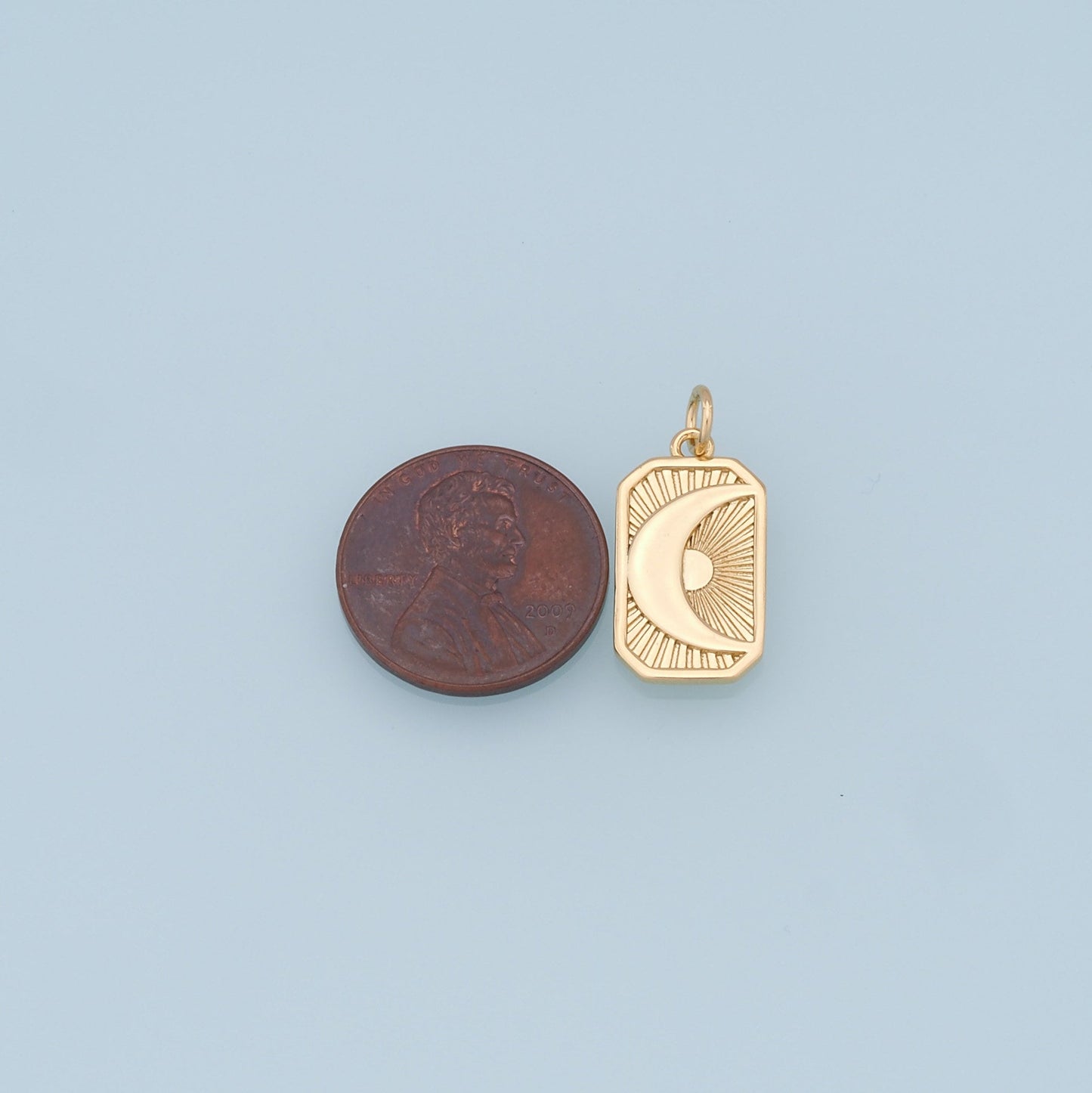 Gold Square Moon Charms,18K Gold Filled Moon Pendant,Celestial Charm Bracelet Necklace for DIY Jewelry Making Supply