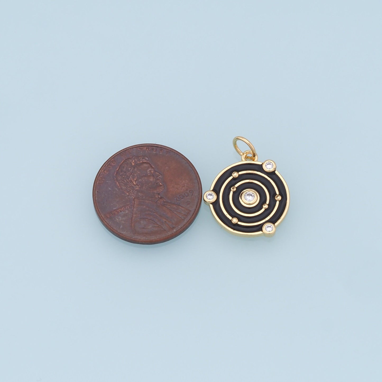 Gold Round Space Charms,18K Gold Filled Enamel Space Pendant,Space Charm Bracelet Necklace for DIY Jewelry Making Supply