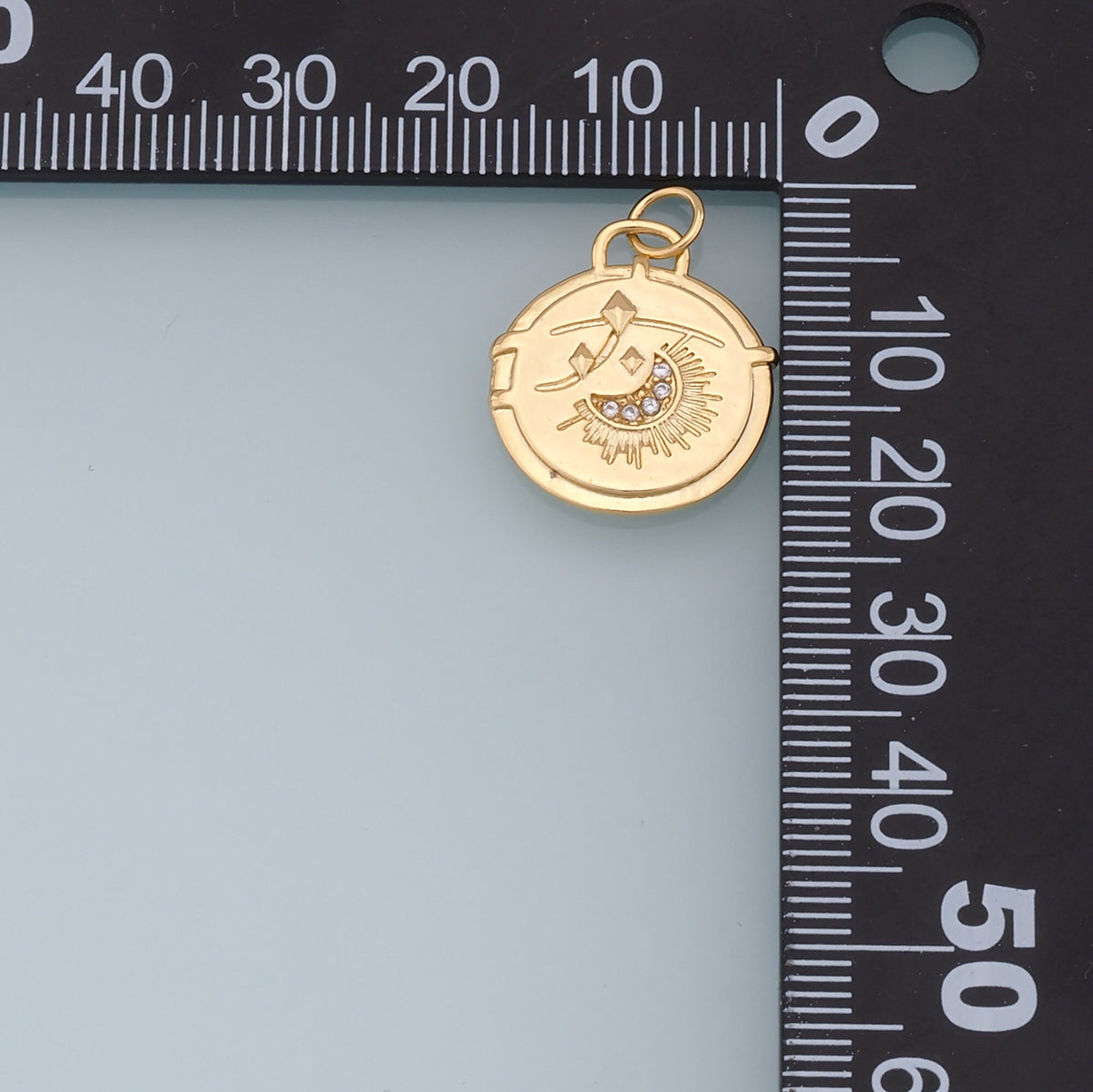 18K Gold Filled Moon CZ Charm Pendant for Jewelry Making
