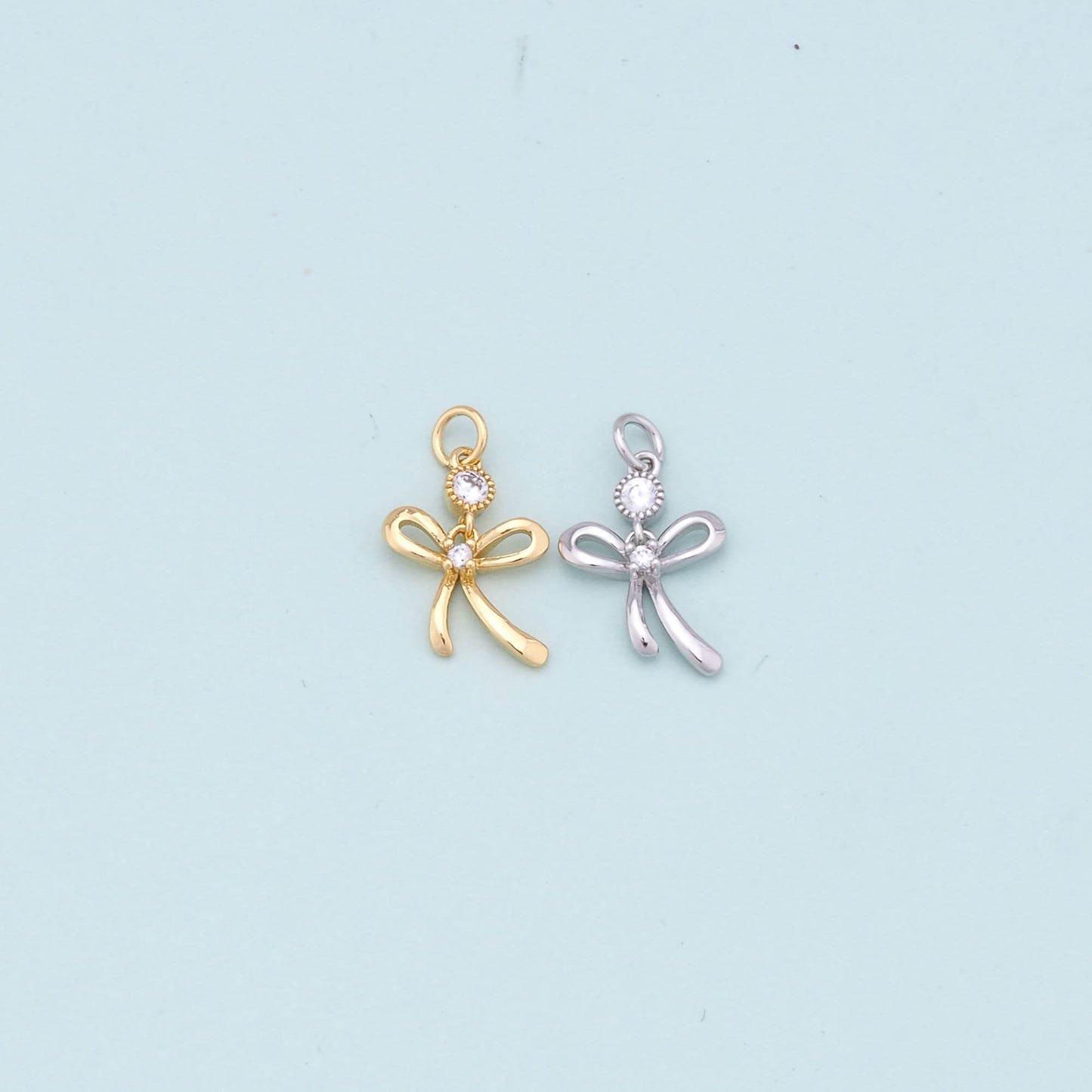 Gold Tiny Bow Charms,18K Gold Filled Bow Pendant,Bow Charm Bracelet Necklace for DIY Jewelry Making Supply