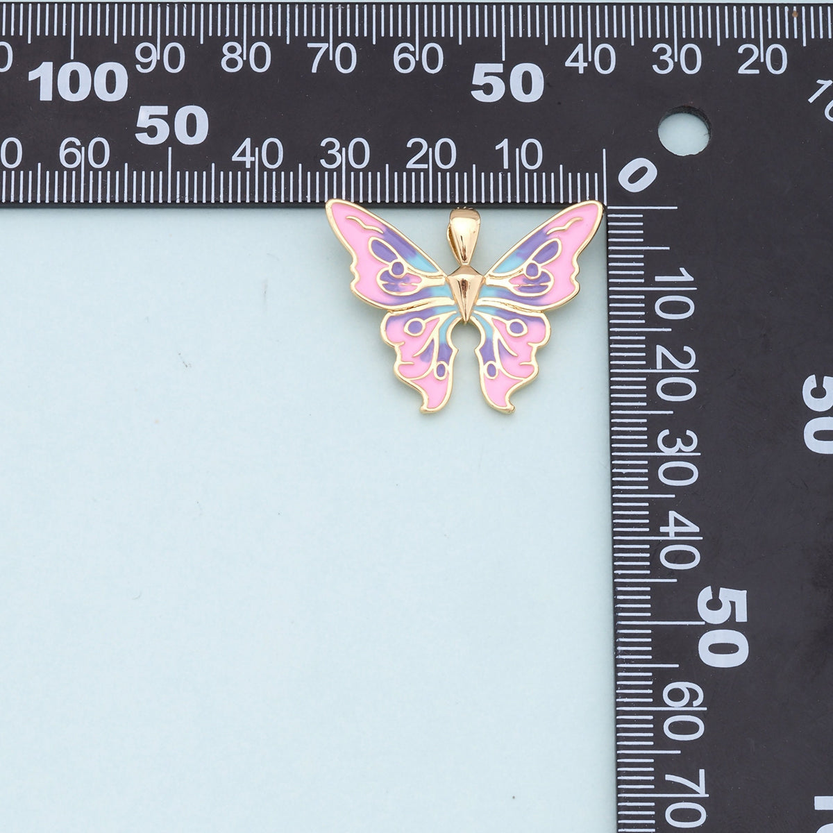 Gold Pink Butterfly Charms,18K Gold Filled Butterfly Pendant,Enamel Butterfly Charm Bracelet Necklace for DIY Jewelry Making