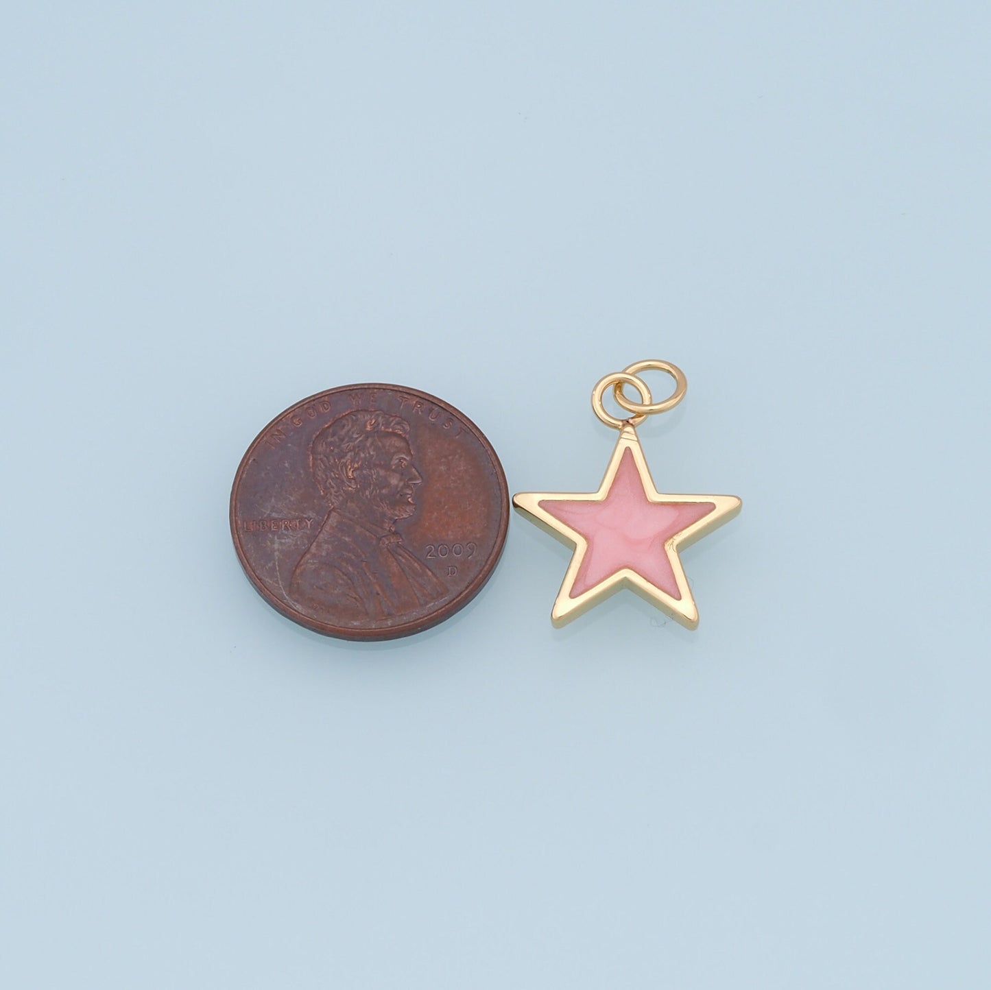 Gold Star Charms,18K Gold Filled Star Pendant,Shell North Star Charm Bracelet Necklace for DIY Jewelry Making Supply