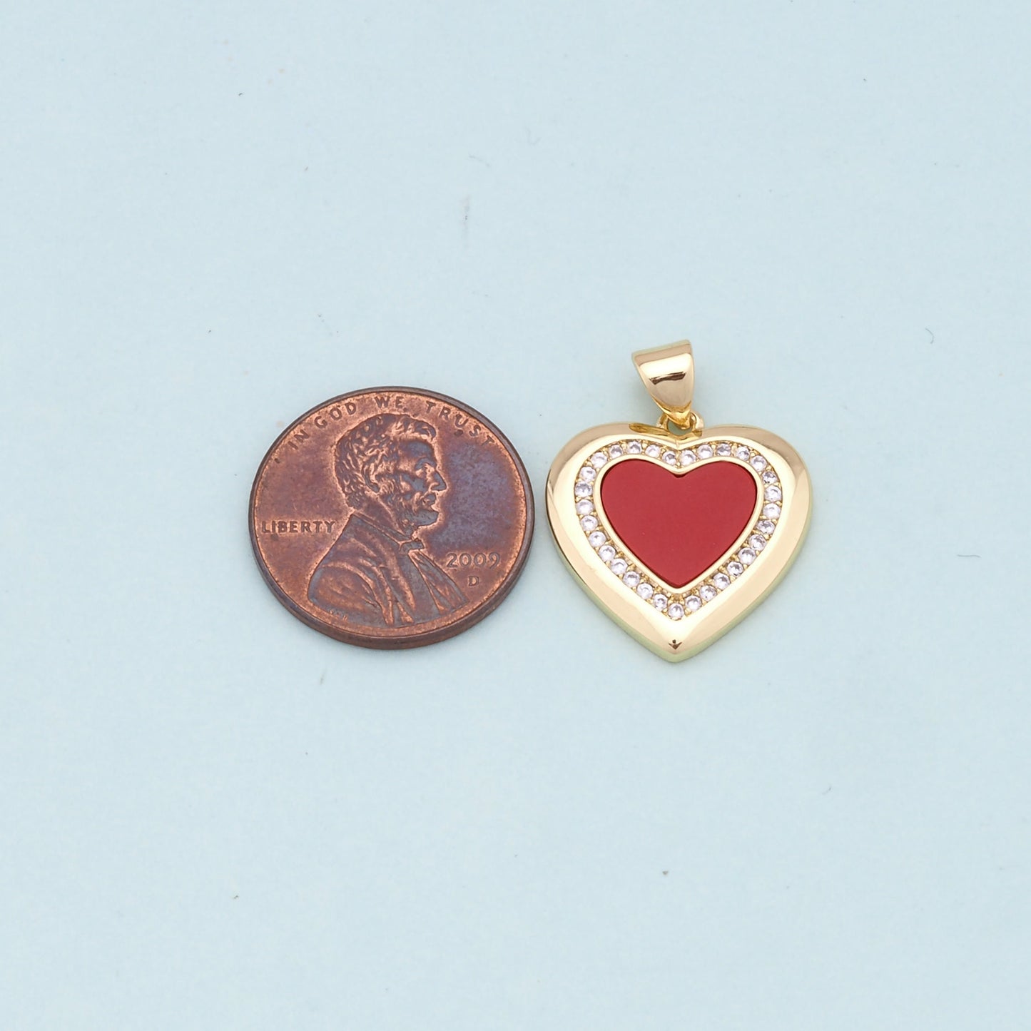 Gold Heart Charms,18K Gold Filled Heart Pendant,Red shell Heart Charm Bracelet Necklace for DIY Jewelry Making Supply