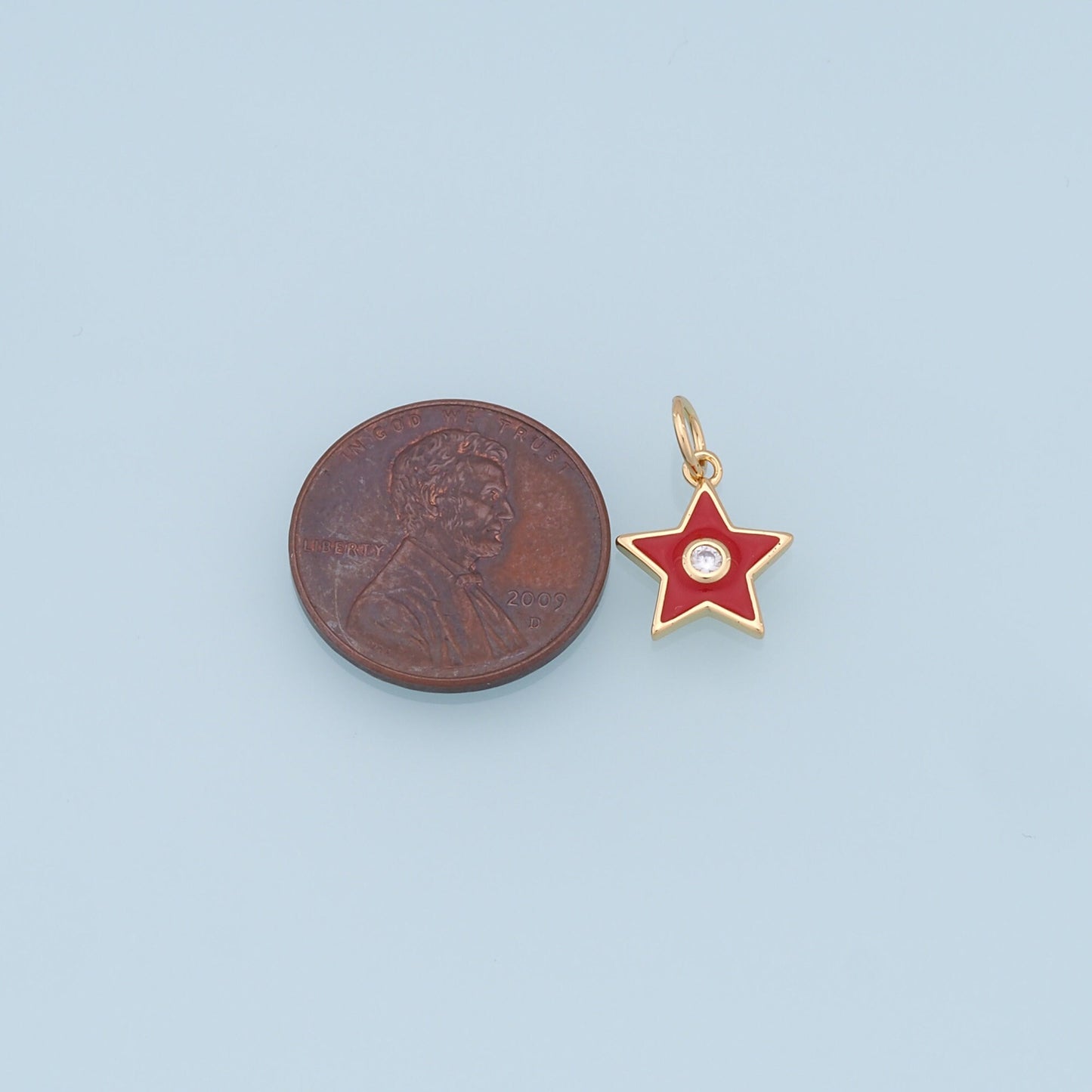 Gold Star Charms,18K Gold Filled Enamel Star Pendant,CZ Star Charm Bracelet Necklace for DIY Jewelry Making Supply