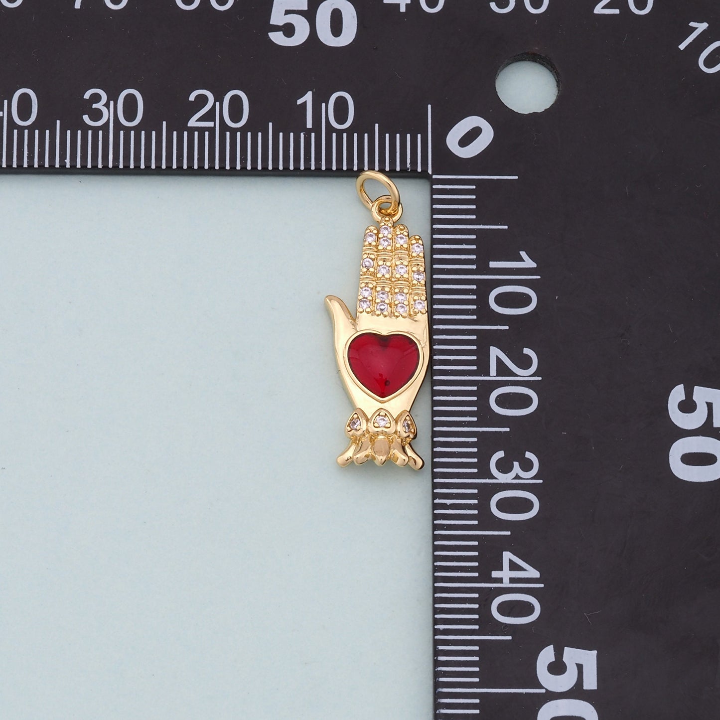 Gold Hand Heart Charms,18K Gold Filled Heart Pendant,Hand Charm Bracelet Necklace for DIY Jewelry Making Supply