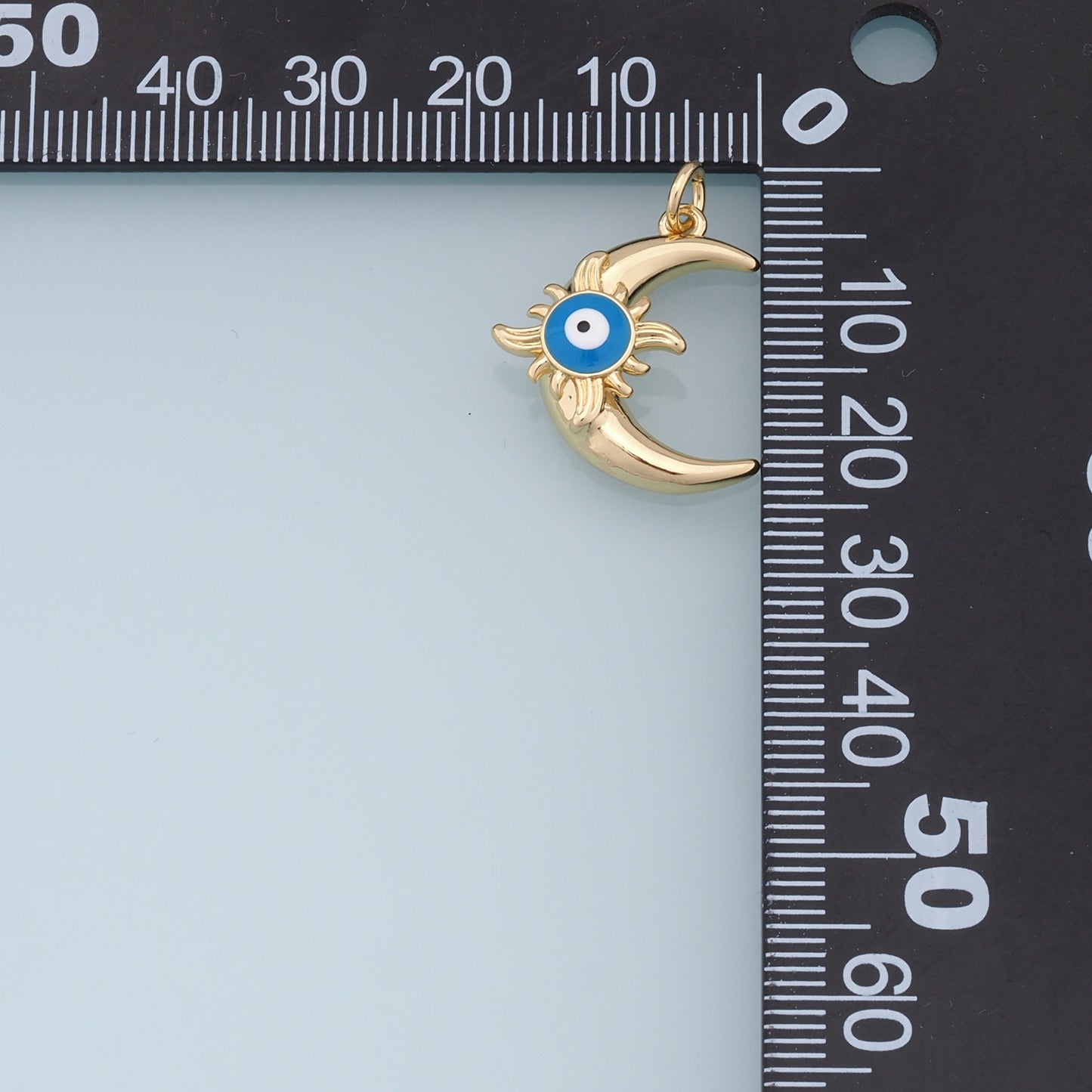 Gold Moon Evil Eye Charms,18K Gold Filled Moon Pendant,Evil Eye Charm Bracelet Necklace for DIY Jewelry Making Supply