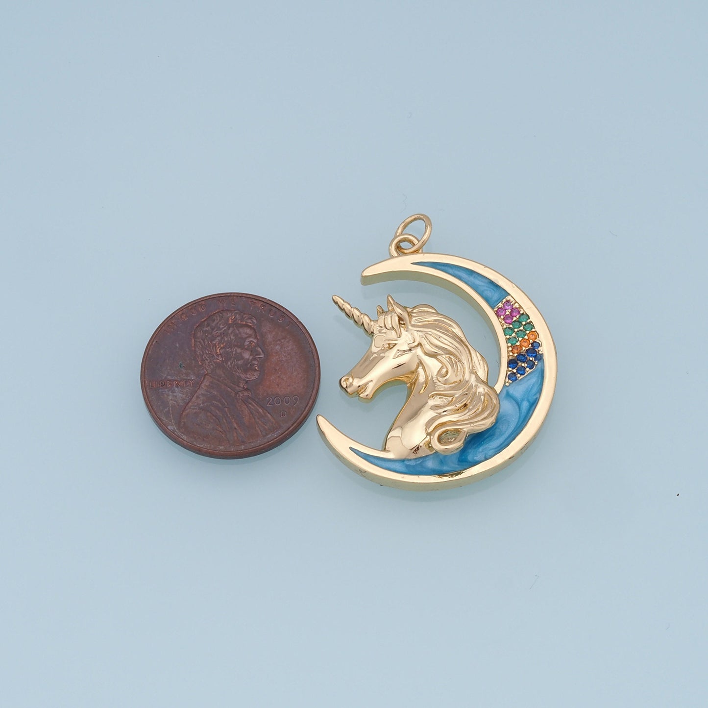 Gold Unicorn Moon Charms,18K Gold Filled Moon Pendant,Unicorn Charm Bracelet Necklace for DIY Jewelry Making Supply