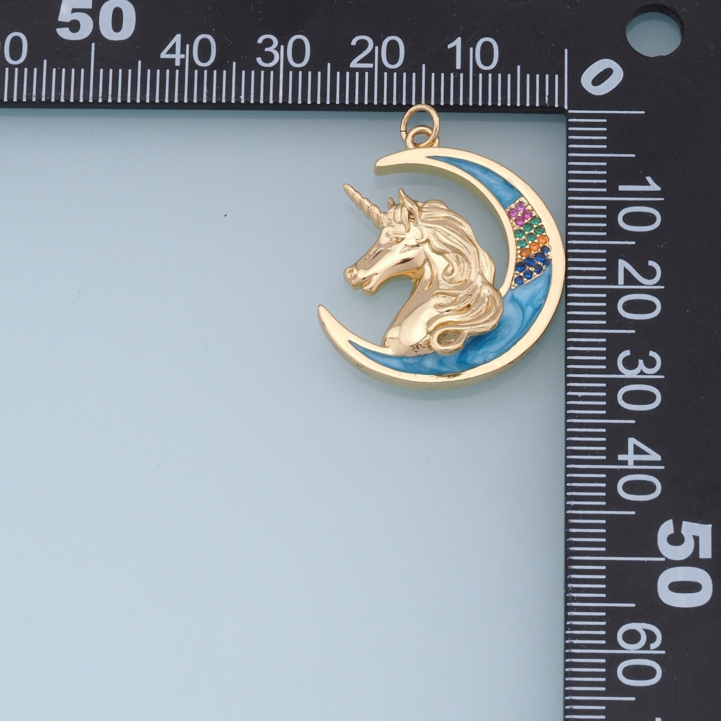 Gold Unicorn Moon Charms,18K Gold Filled Moon Pendant,Unicorn Charm Bracelet Necklace for DIY Jewelry Making Supply