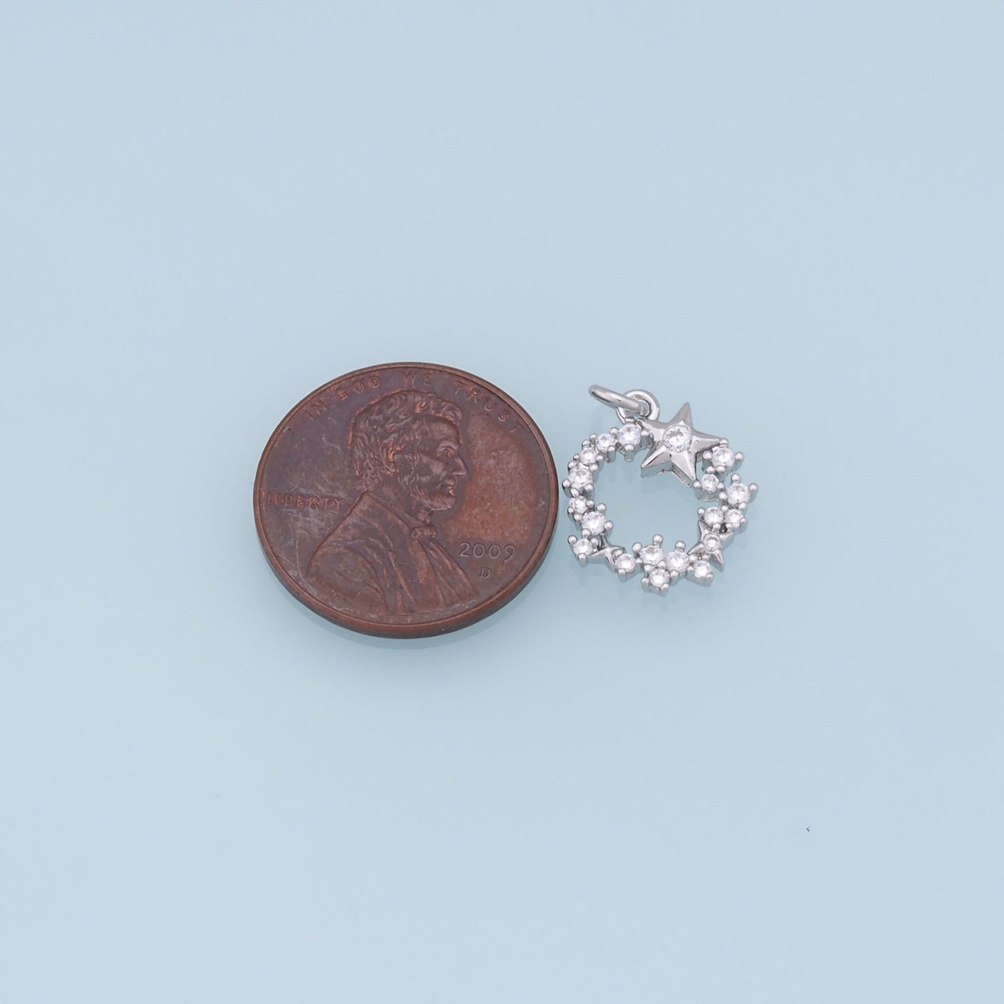 Gold Round Star Charms,18K Gold Filled Star Pendant,CZ Star Charm Bracelet Necklace for DIY Jewelry Making Supply