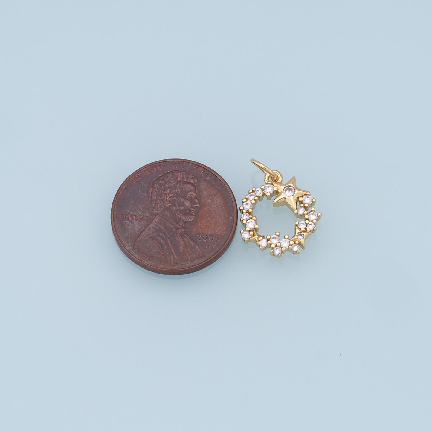 Gold Round Star Charms,18K Gold Filled Star Pendant,CZ Star Charm Bracelet Necklace for DIY Jewelry Making Supply