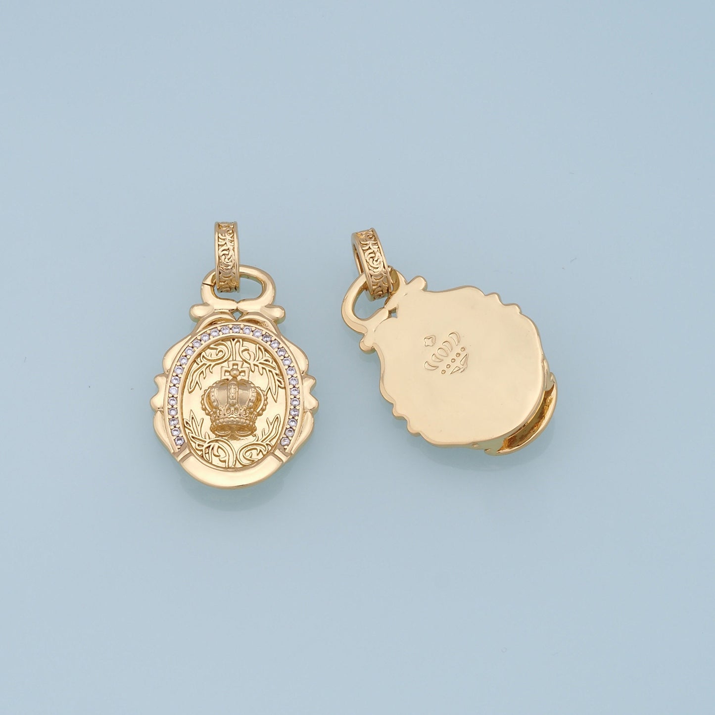 Gold crown Charms,18K Gold Filled crown Pendant,CZ crown Charm Bracelet Necklace for DIY Jewelry Making Supply
