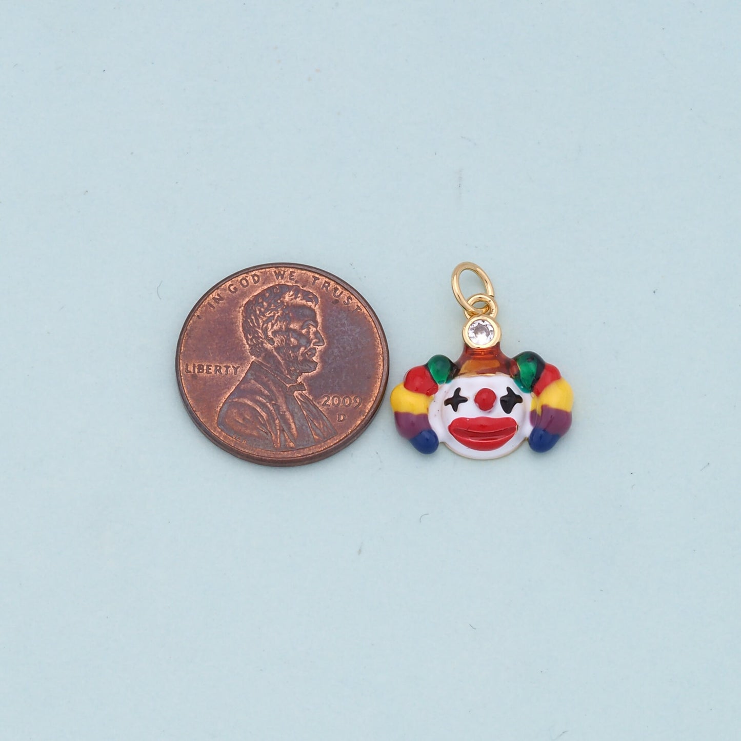 Gold clown Charms,18K Gold Filled clown Pendant,cute Charm Bracelet Necklace for DIY Jewelry Making Supply