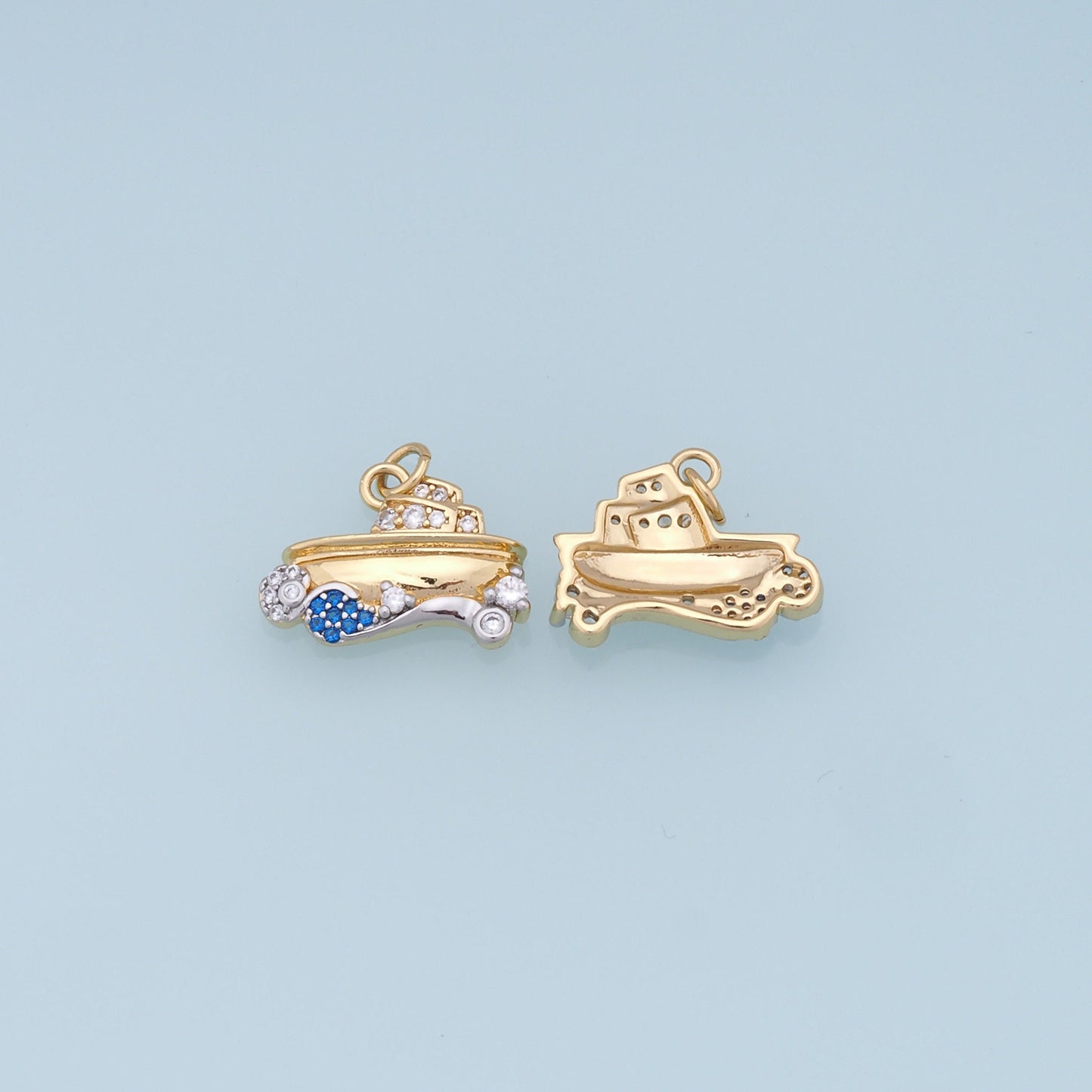 Gold Boat Charms,18K Gold Filled Boat Pendant,cute Charm Bracelet Necklace for DIY Jewelry Making Supply