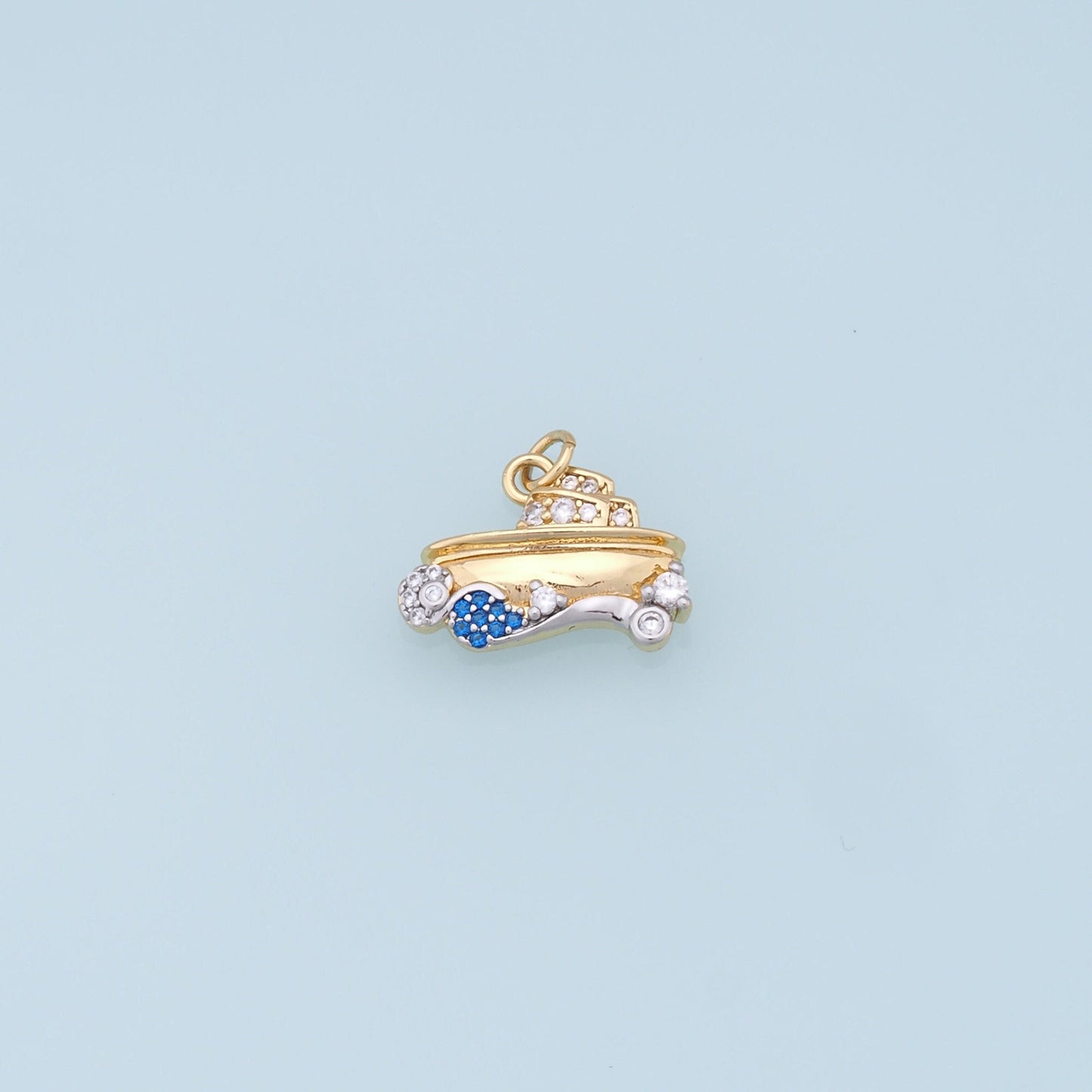 Gold Boat Charms,18K Gold Filled Boat Pendant,cute Charm Bracelet Necklace for DIY Jewelry Making Supply
