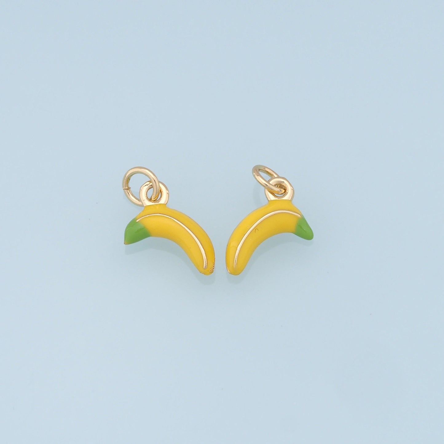 Gold Banana Charms,18K Gold Filled Enamel Banana Pendant,Kawaii Charm Bracelet Necklace for DIY Jewelry Making Supply