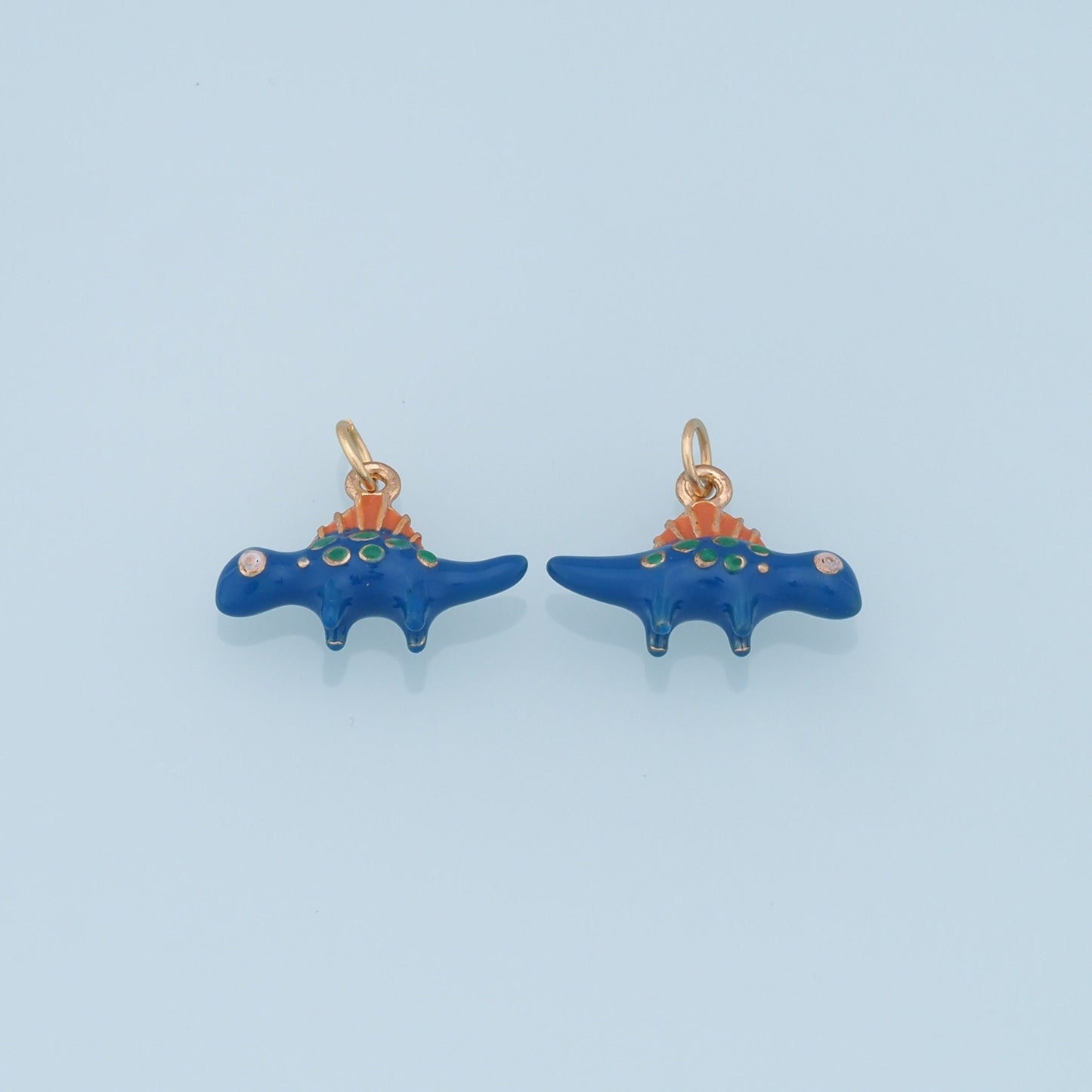 Cute Blue Dinosaur Charms,18K Gold Filled Enamel Dinosaur Pendant,Kawaii Charm Bracelet Necklace for DIY Jewelry Making Supply
