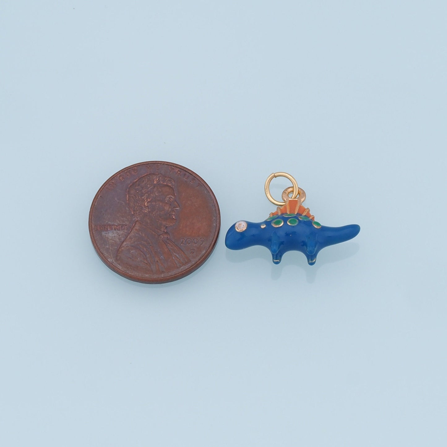 Cute Blue Dinosaur Charms,18K Gold Filled Enamel Dinosaur Pendant,Kawaii Charm Bracelet Necklace for DIY Jewelry Making Supply