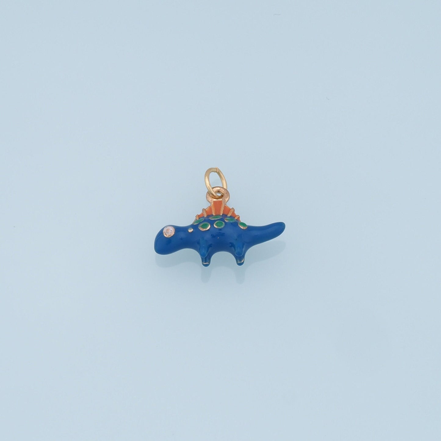 Cute Blue Dinosaur Charms,18K Gold Filled Enamel Dinosaur Pendant,Kawaii Charm Bracelet Necklace for DIY Jewelry Making Supply