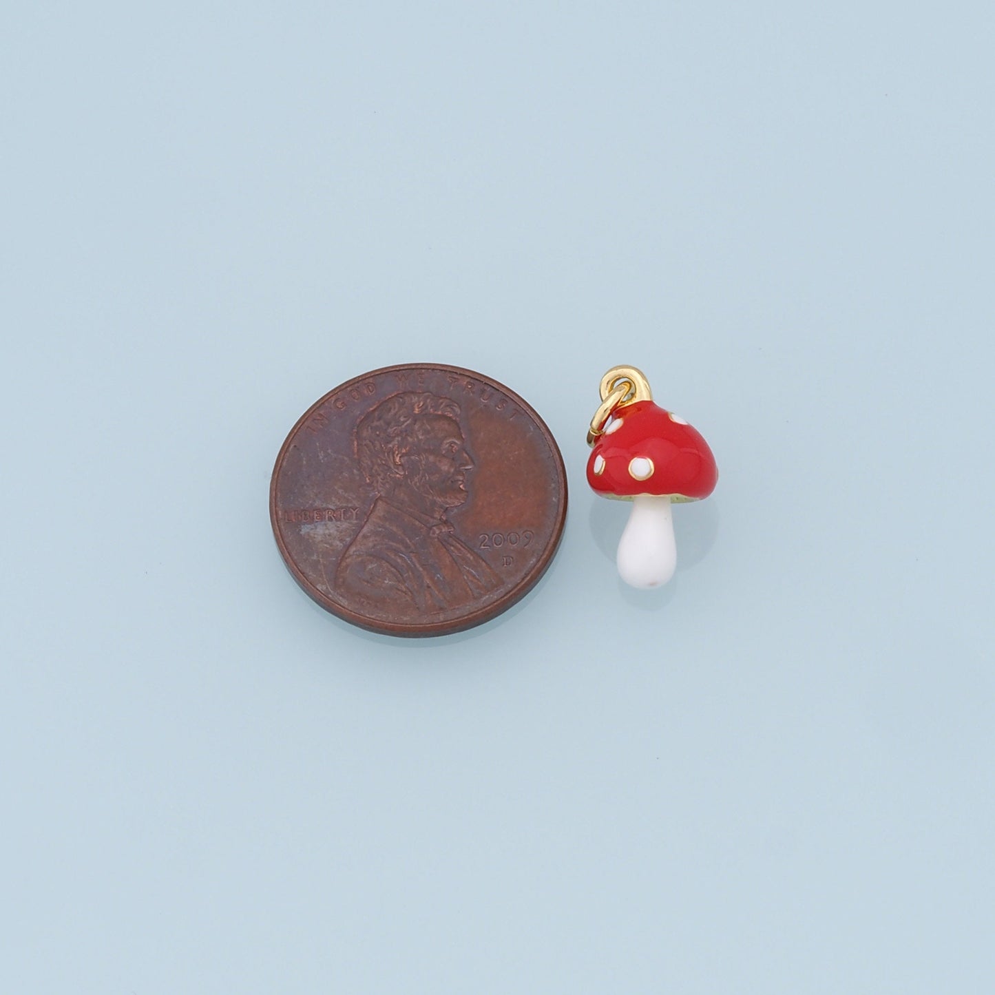 Gold Mushroom Charms,18K Gold Filled Enamel Mushroom Pendant,Kawaii Charm Bracelet Necklace for DIY Jewelry Making Supply
