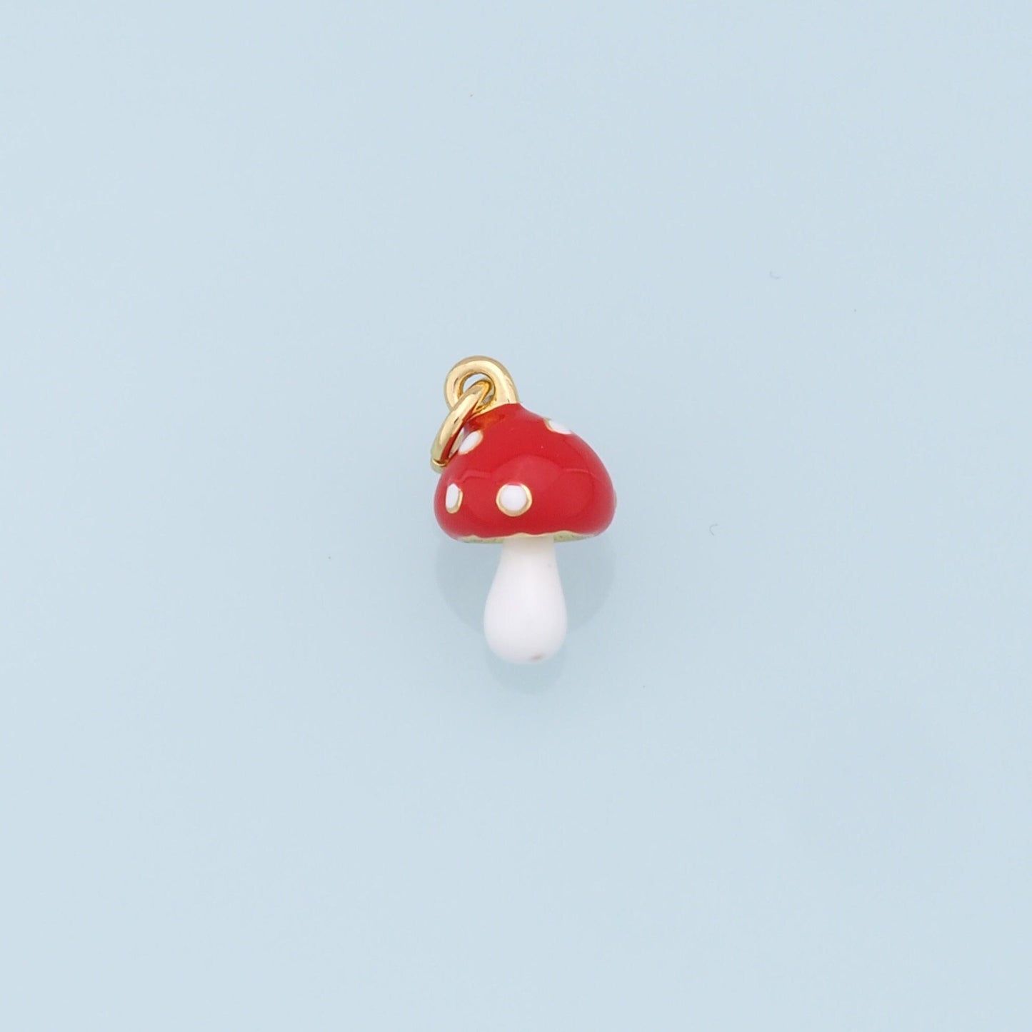 Gold Mushroom Charms,18K Gold Filled Enamel Mushroom Pendant,Kawaii Charm Bracelet Necklace for DIY Jewelry Making Supply
