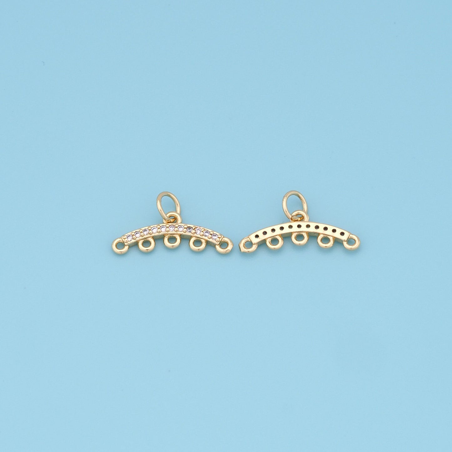 Gold Round strip Connector Charms,18K Gold Filled necklace connector Pendant,RCharm Bracelet Necklace for DIY Jewelry Making Supply