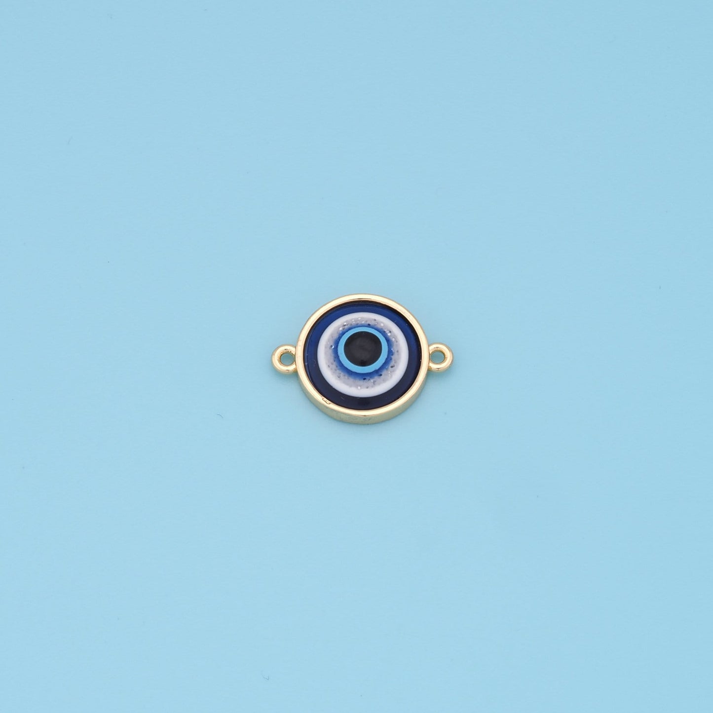 Gold Evil Eye Charms,18K Gold Filled Blue Evil Eye Connector Pendant Charm Bracelet Necklace for DIY Jewelry Making Supply