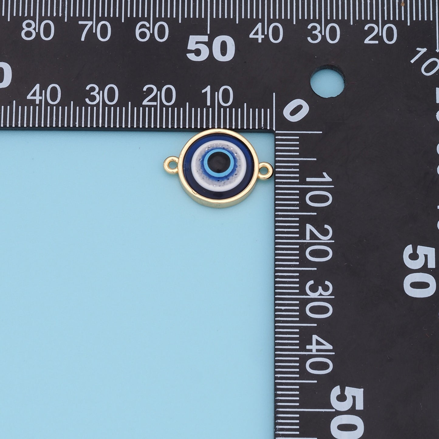 Gold Evil Eye Charms,18K Gold Filled Blue Evil Eye Connector Pendant Charm Bracelet Necklace for DIY Jewelry Making Supply