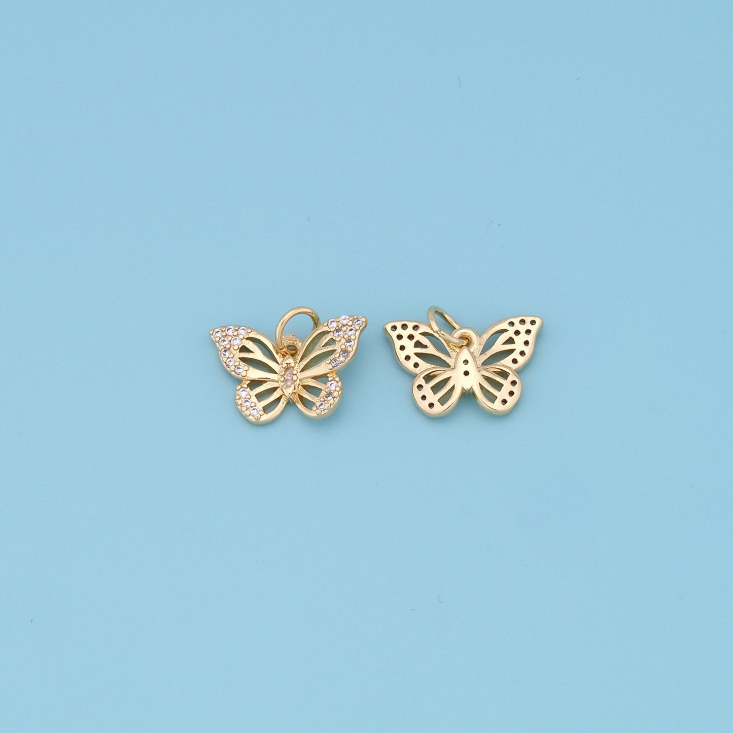Gold Butterfly Charms,18K Gold Filled tiny Butterfly Pendant,insect Charm Bracelet Necklace for DIY Jewelry Making Supply