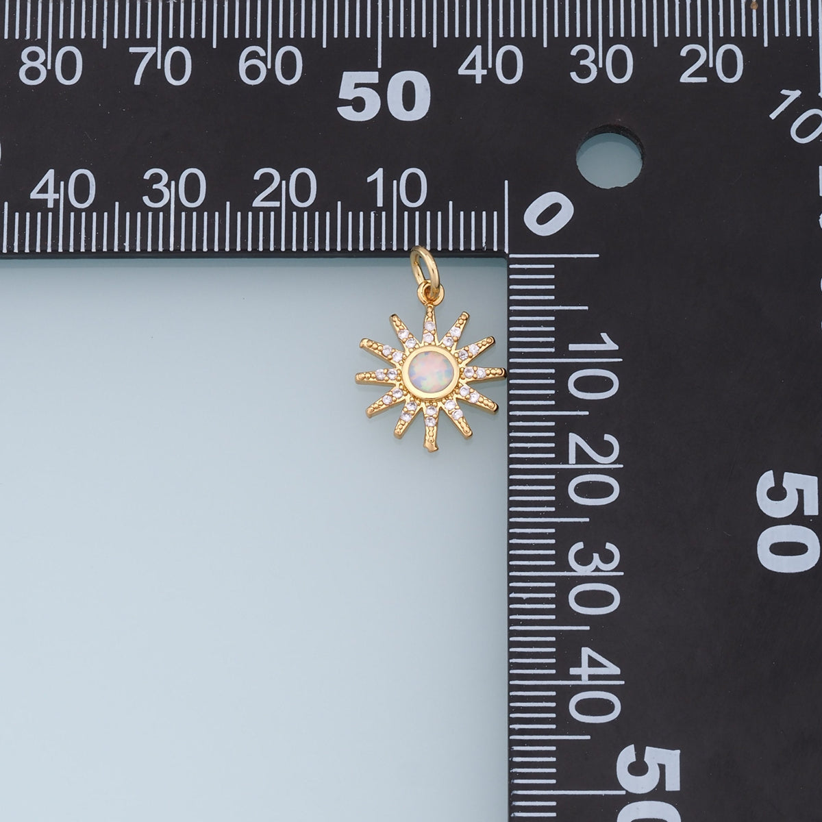 Gold Sun Charms,18K Gold Filled Round opal Pendant,Celestial Charm Bracelet Necklace for DIY Jewelry Making Supply
