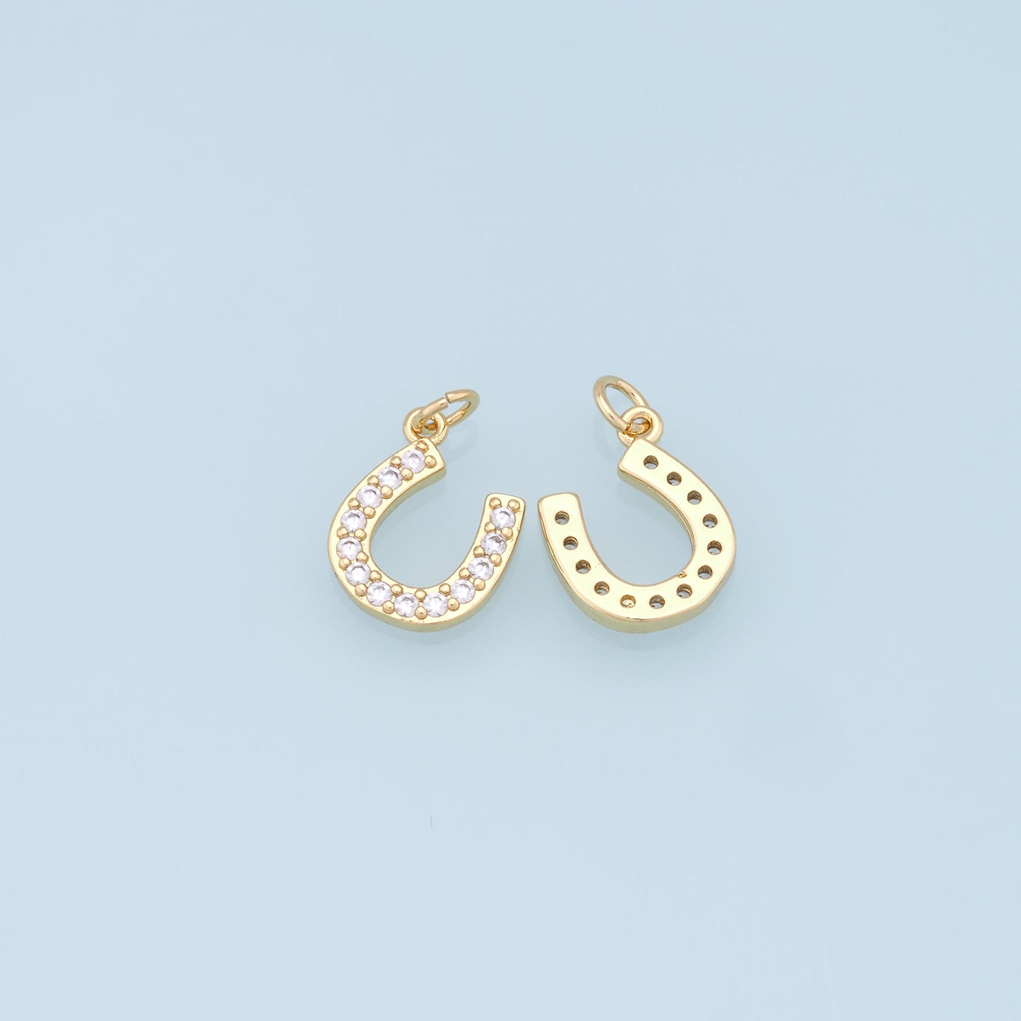 Gold horseshoe Charms,18K Gold Filled CZ horseshoe Pendant,horseshoe Charm Bracelet Necklace for DIY Jewelry Making Supply
