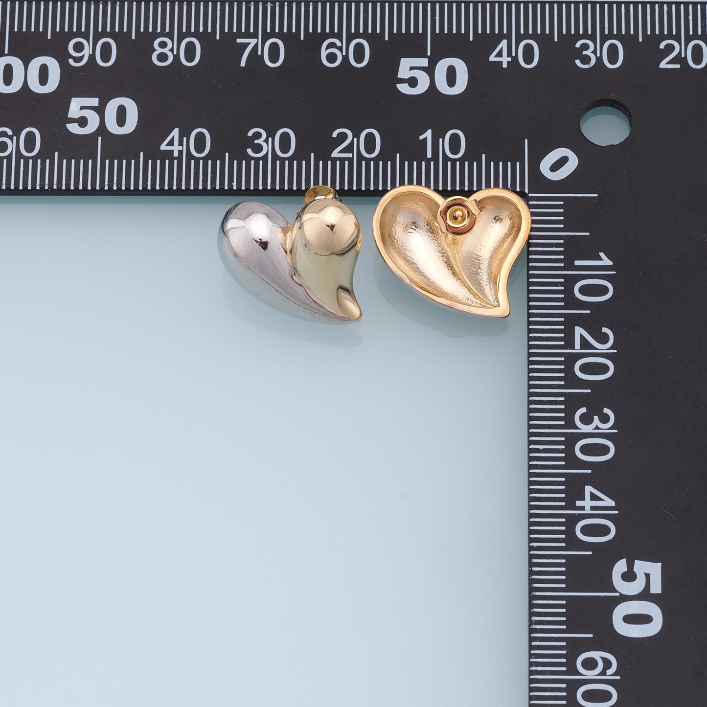 1pair 18K Gold Filled Heart Earrings,Gold Silver Mix Heart Earrings,Two tone earrings,Dainty Earrings