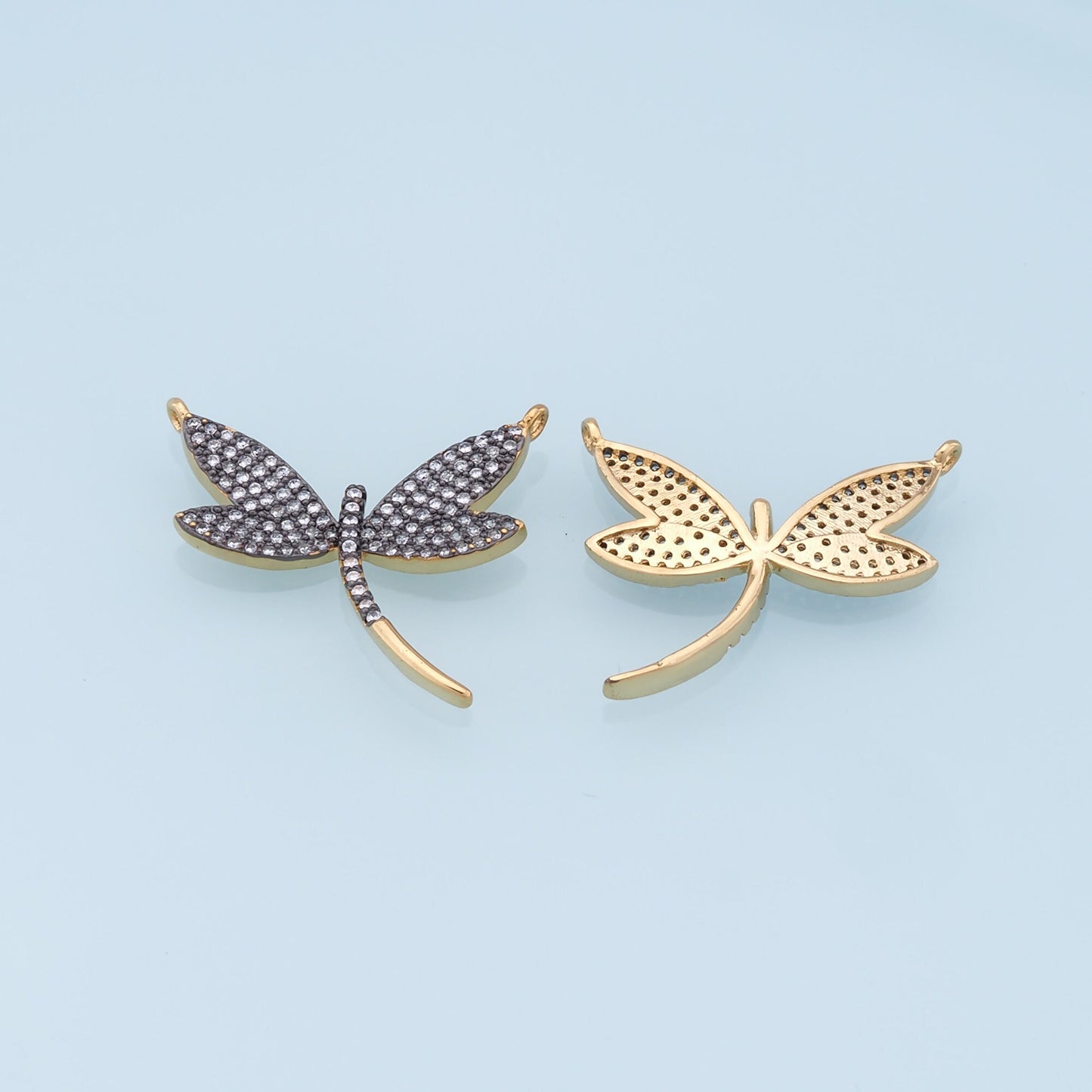 Gold Dragonfly Charms,18K Gold Filled Dragonfly Pendant,CZ Dragonfly Charm Bracelet Necklace for DIY Jewelry Making Supply