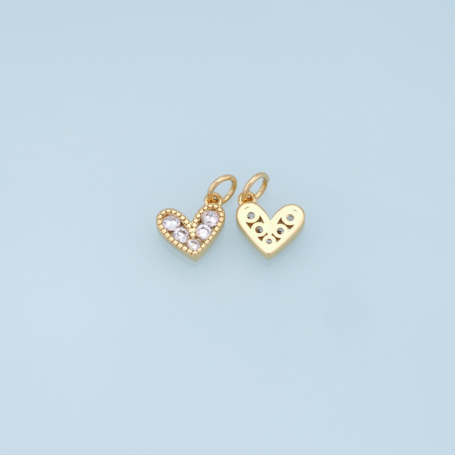Gold Tiny Heart Charms,18K Gold Filled Heart Pendant,CZ Micro Pave Heart Charm Bracelet Necklace for DIY Jewelry Making Supply