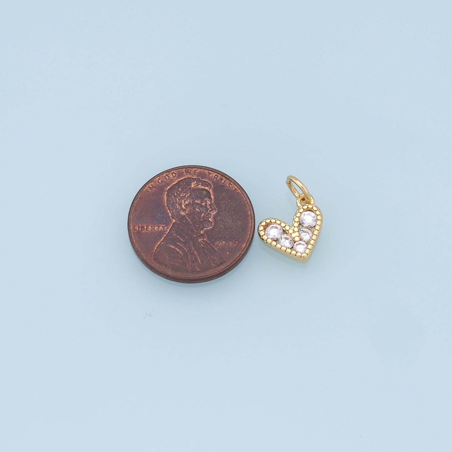 Gold Tiny Heart Charms,18K Gold Filled Heart Pendant,CZ Micro Pave Heart Charm Bracelet Necklace for DIY Jewelry Making Supply