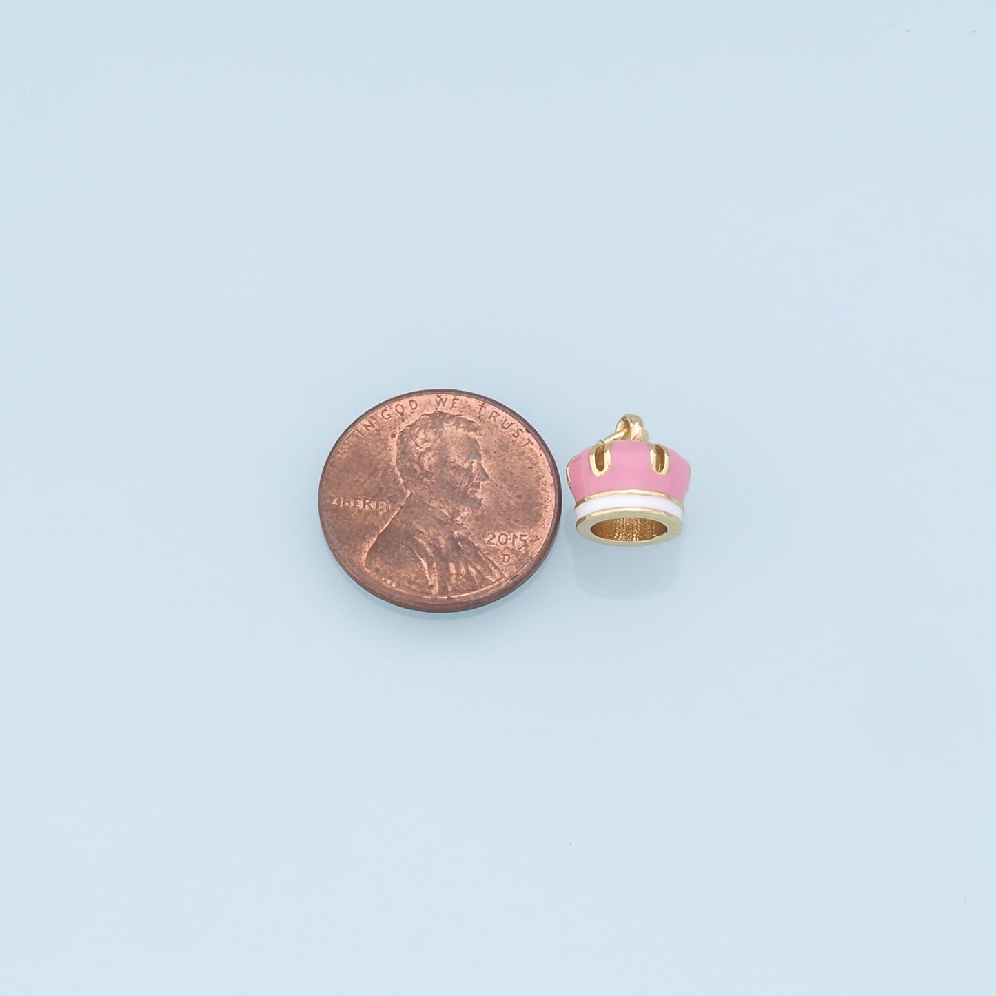 Gold Crown Charms,18K Gold Filled Enamel Crown Pendant,Pink Crown Charm Bracelet Necklace for DIY Jewelry Making Supply