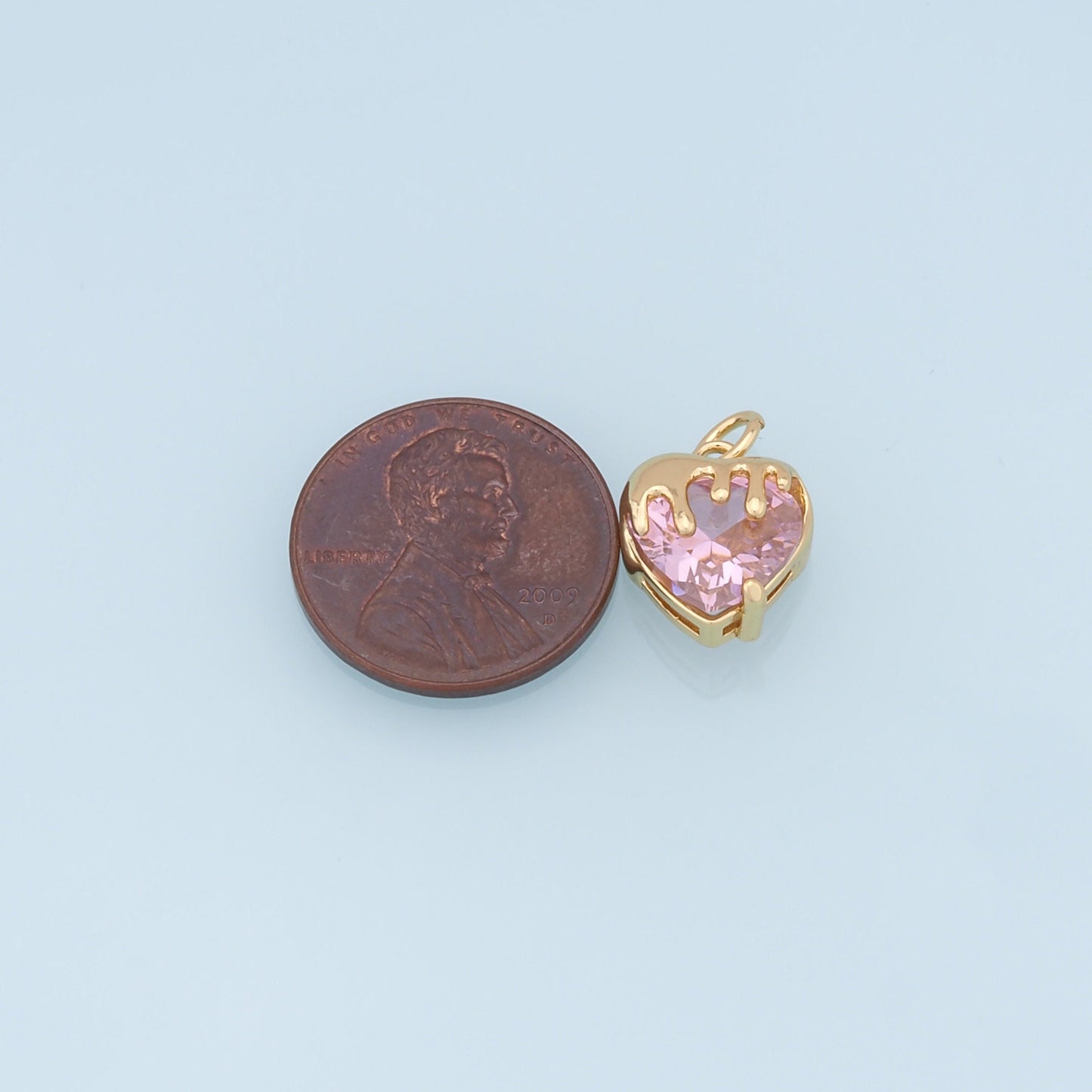 Gold Heart Charms,18K Gold Filled Heart Pendant,crystal Heart Charm Bracelet Necklace for DIY Jewelry Making Supply