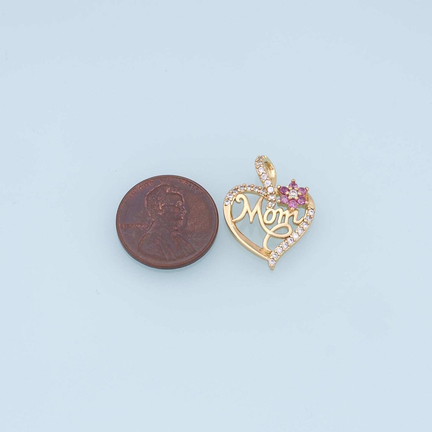 Gold Heart Charms,18K Gold Filled Heart Pendant,Heart Mom Charm Bracelet Necklace for DIY Jewelry Making Supply